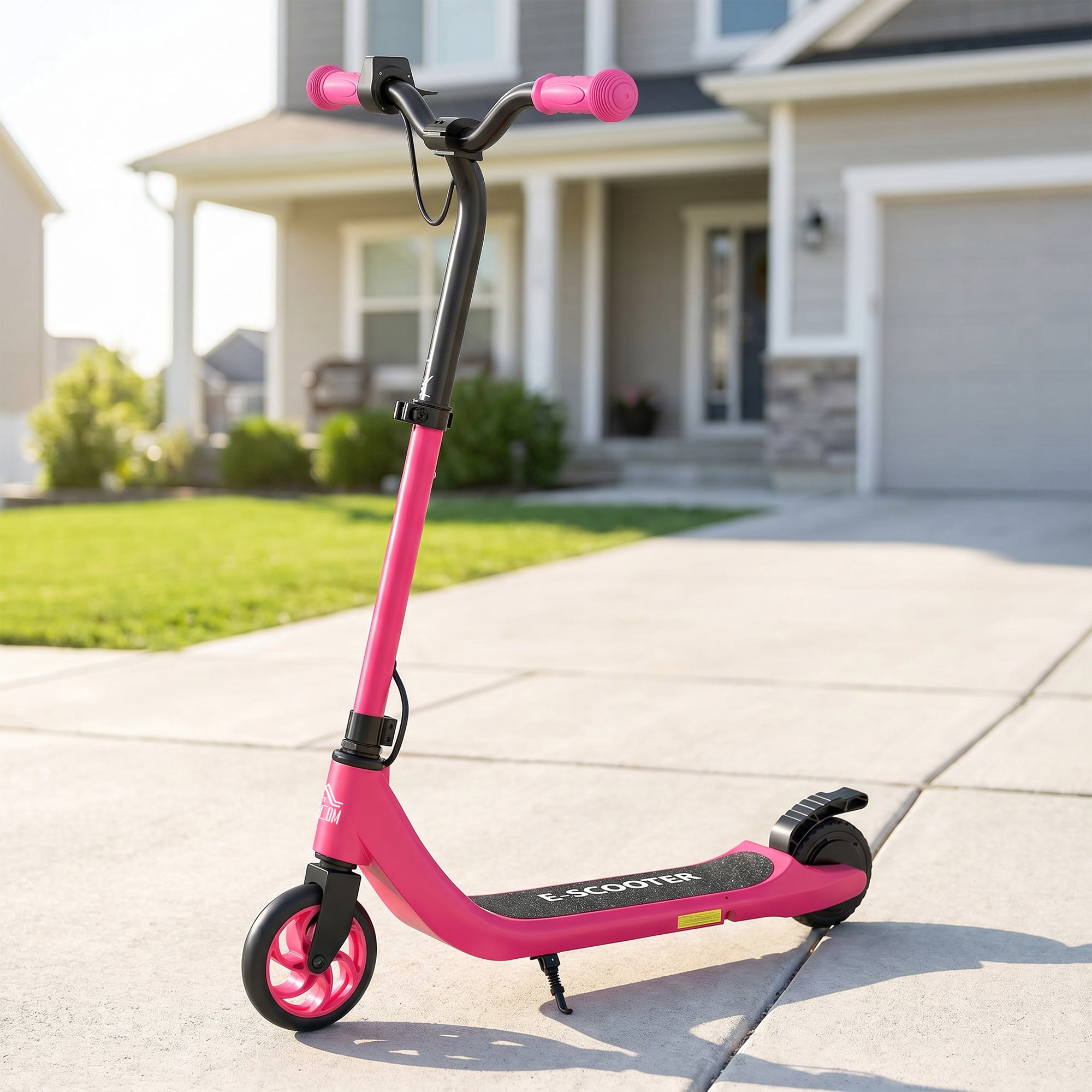 HOMCOM Electric Scooter, 120W Motor E-Scooter with Battery Display, Adjustable Height, Rear Brake for Ages 6+ Years - Pink
