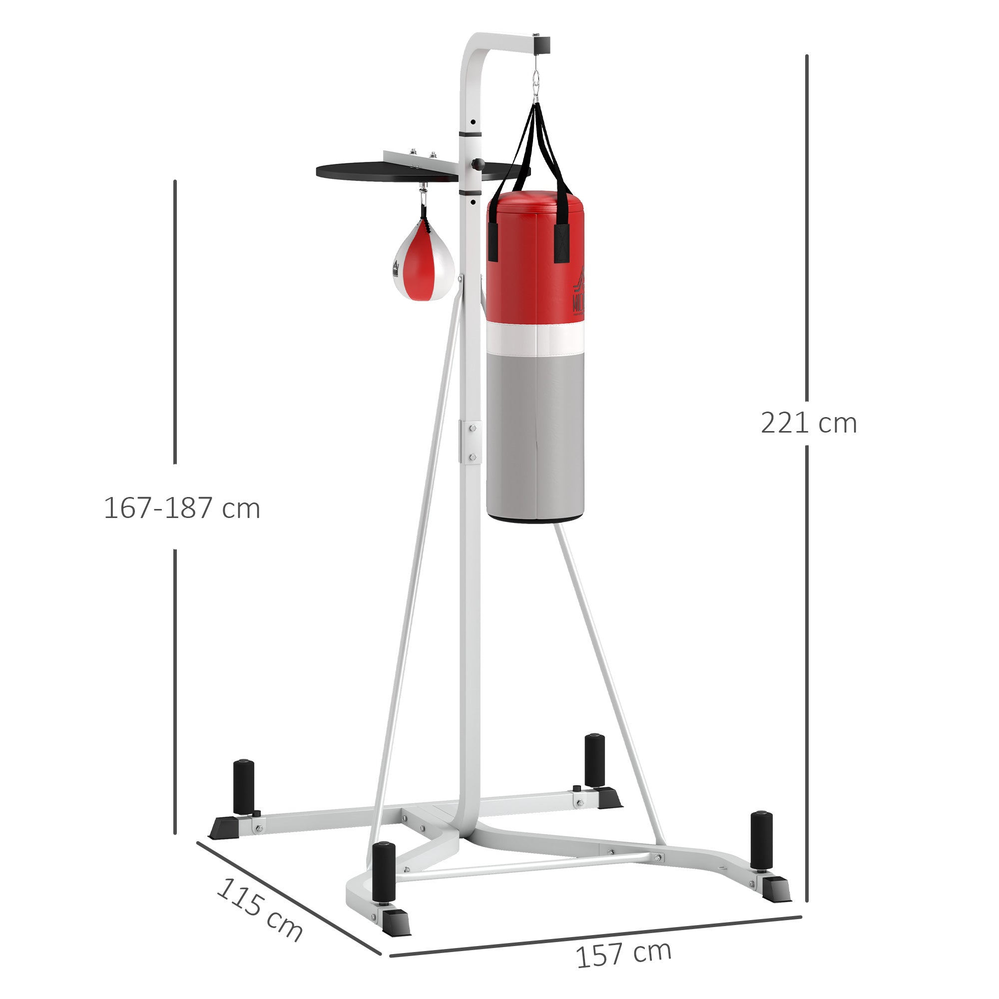 HOMCOM Freestanding Boxing Punch Bag & Speed Ball Station Hanging Frame Training Exercise Platform Home Gym Heavy Duty, White