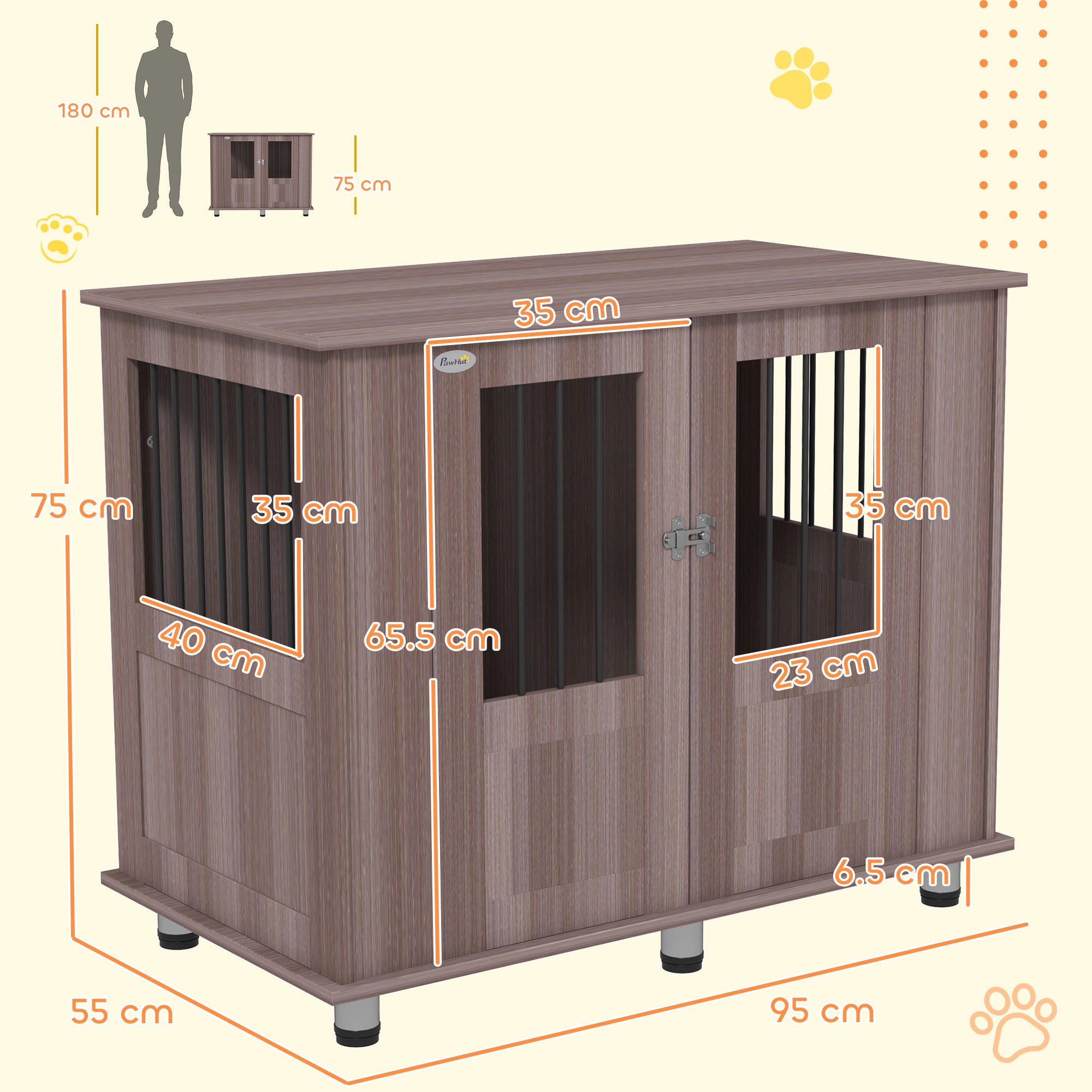 PawHut Dog Crate Table for Medium and Large Dogs with Magnetic Door for Indoor Use, 95 x 55 x 75 cm, Purple