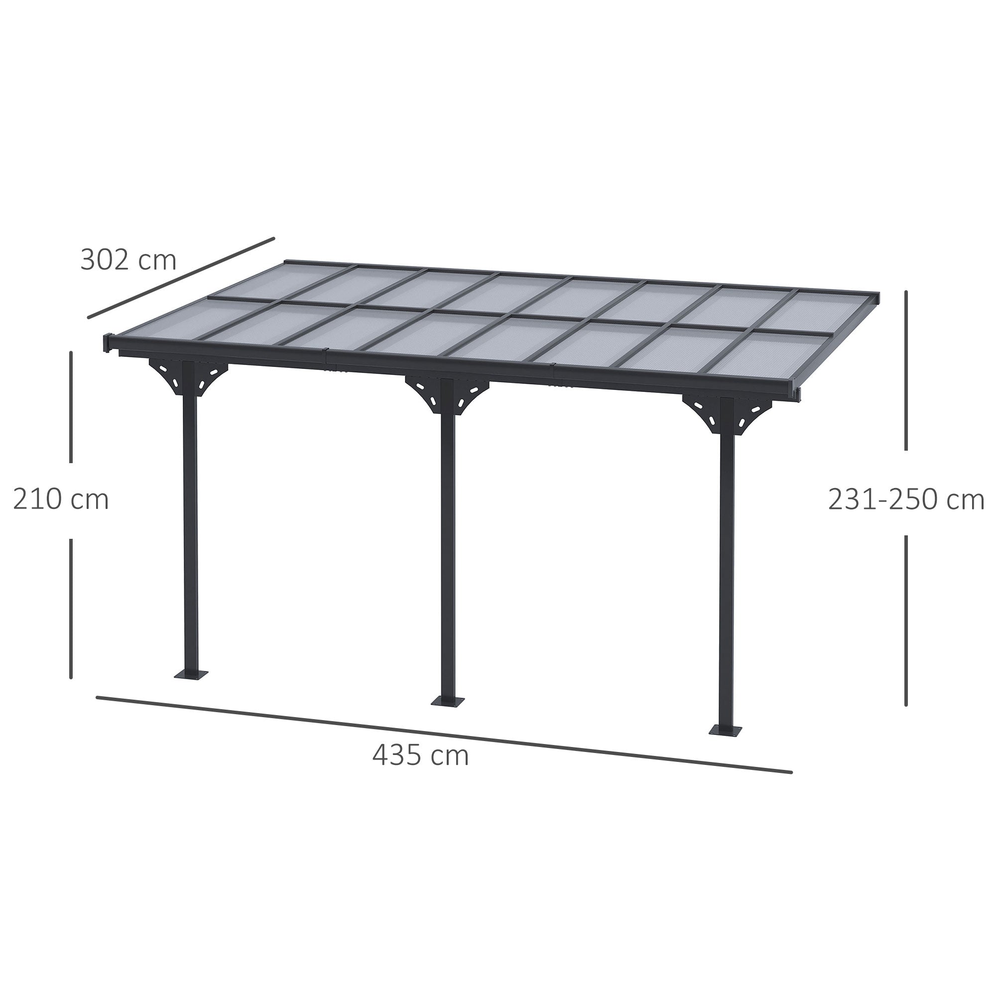 Outsunny Outdoor Patio Gazebo Pergola, Aluminum Post, 4.35 x 3 m PC Roof