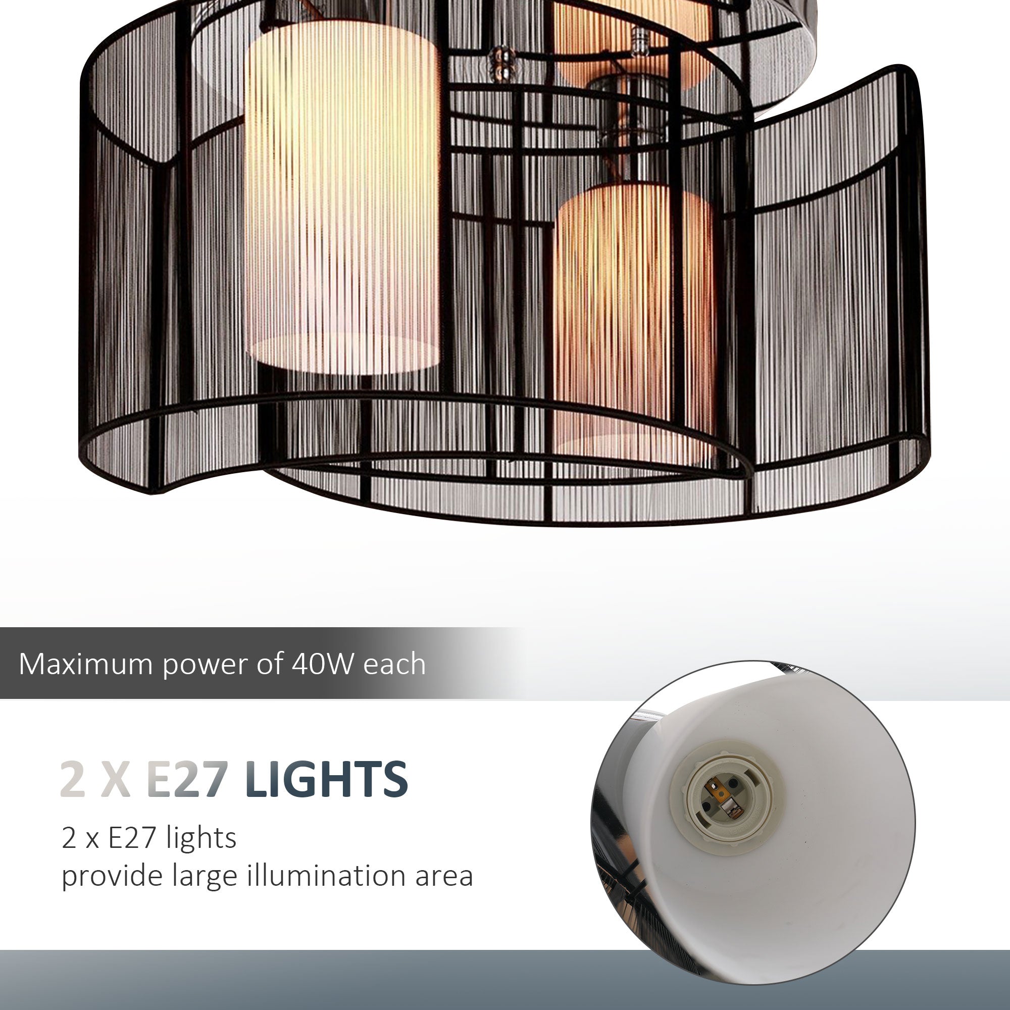 HOMCOM Modern Design Mini Style Flush Mount Ceiling Light Mount with Flush Metal Finish Chandelier for Hallway, Dining Room, Living Room - North Peak Garden Furniture