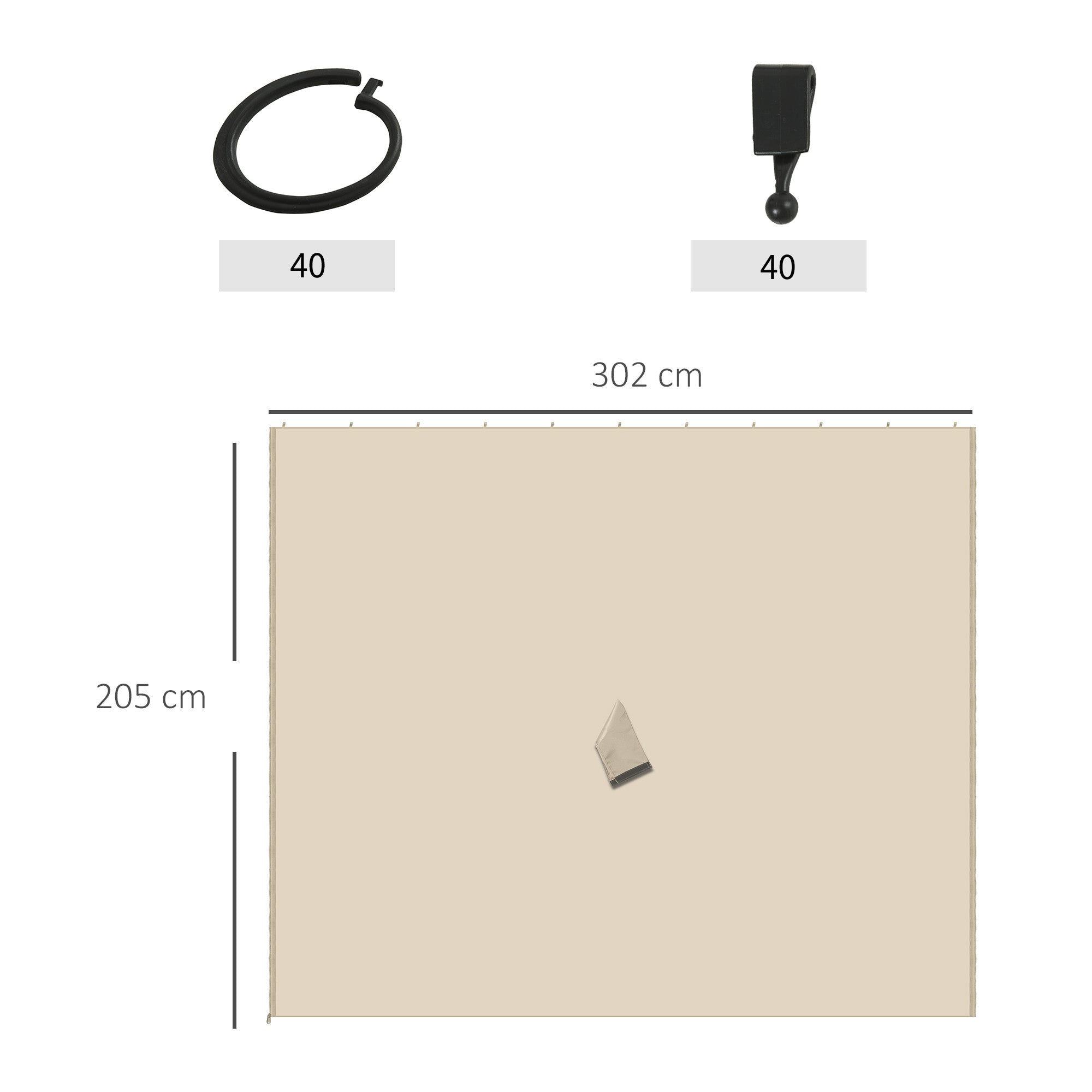 Outsunny Replacement Gazebo Curtains, 4-Panel Gazebo Side Panels Only, for 3 x 3 (M) Gazebos or Pergolas, Hooks/C-Rings Included, Beige - North Peak Garden Furniture