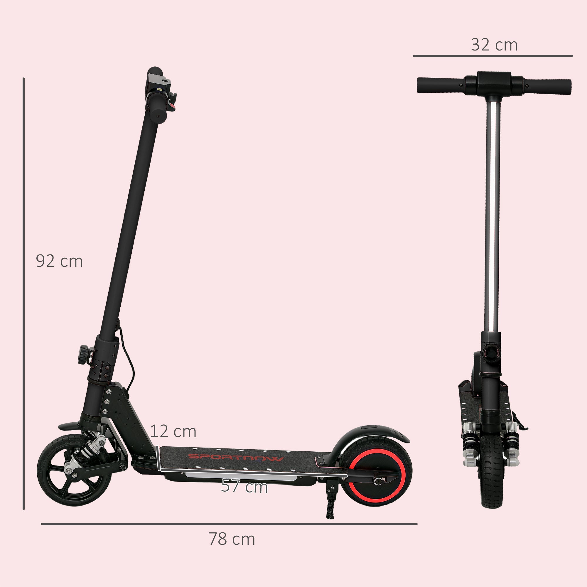 SPORTNOW Folding Electric Scooter for Kids Age 6-14 with Dual Brakes, Front Suspension, LED Colourful Lights and Display, 6.8kg Lightweight Aluminium E Scooter, Up to 14 KM/H & 6 KM, Black