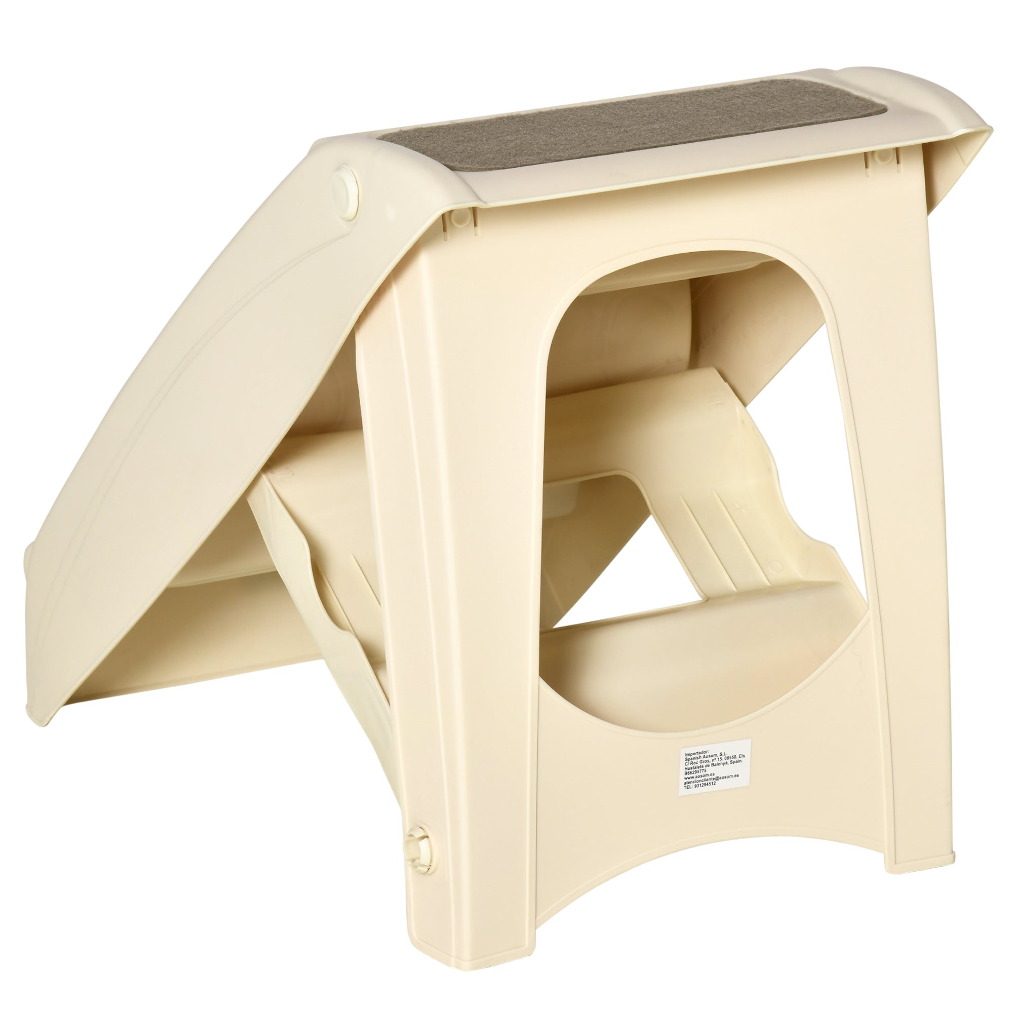 PawHut Foldable Four-Step Pet Stairs, for Cats, Small Miniature Dogs, with Non-Slip Mats 62 x 38 x 49.5cm - Beige - North Peak Garden Furniture