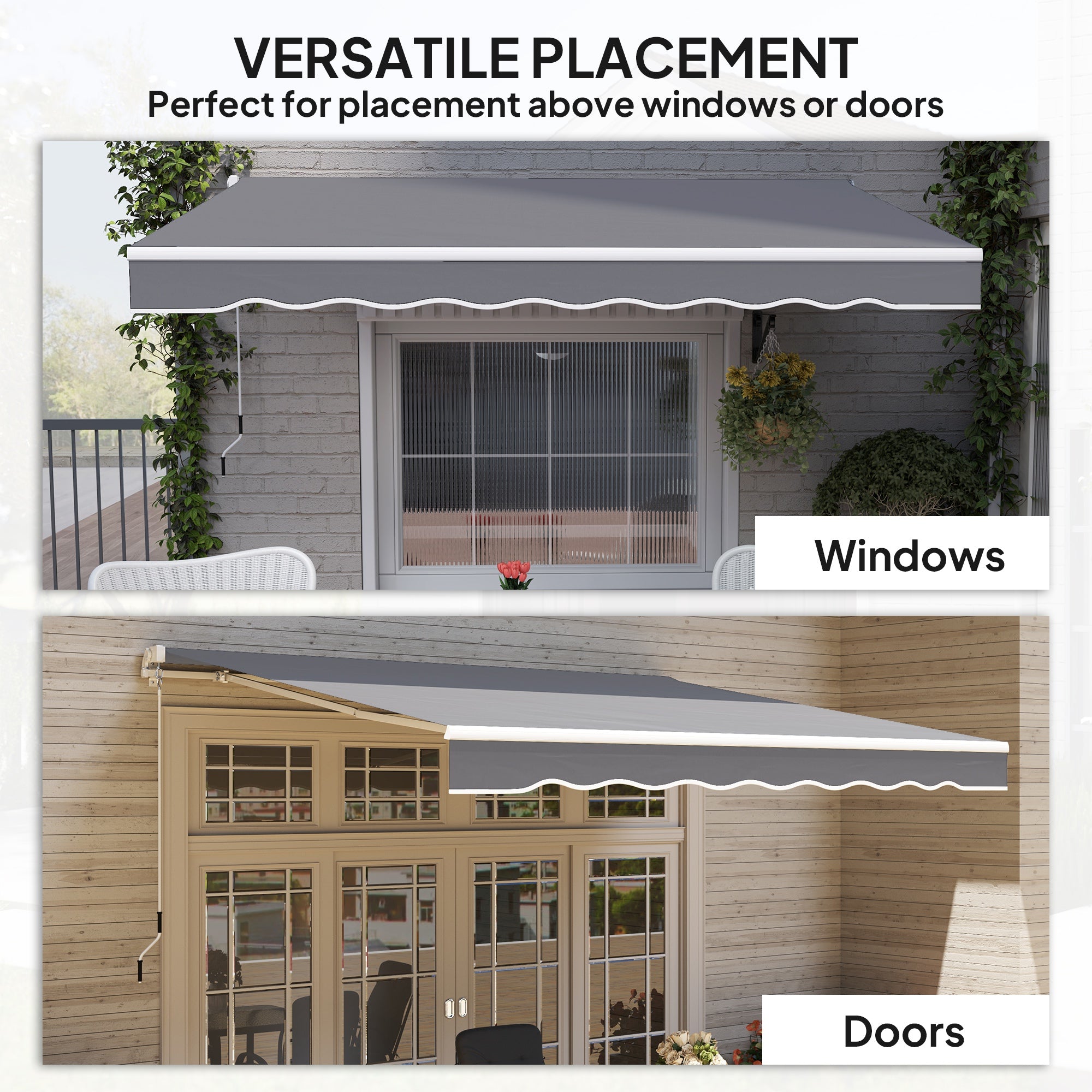Outsunny 2 x 2.5m Manual Retractable Awning - Dark Grey - North Peak Garden Furniture