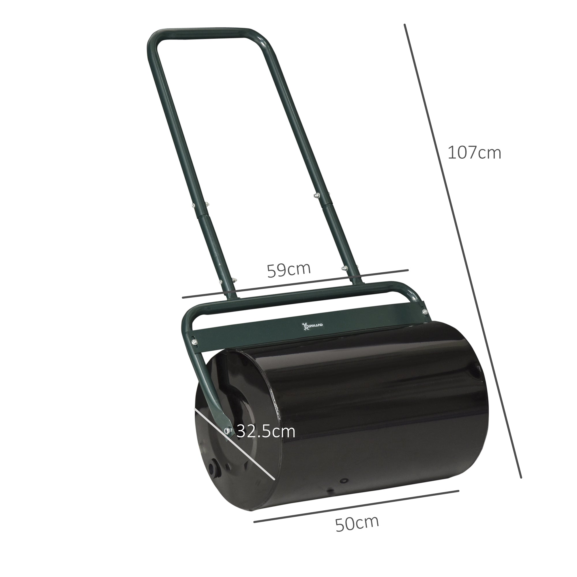 Outsunny 38L Fillable Cylinder Steel Lawn Roller - Dark Green - North Peak Garden Furniture