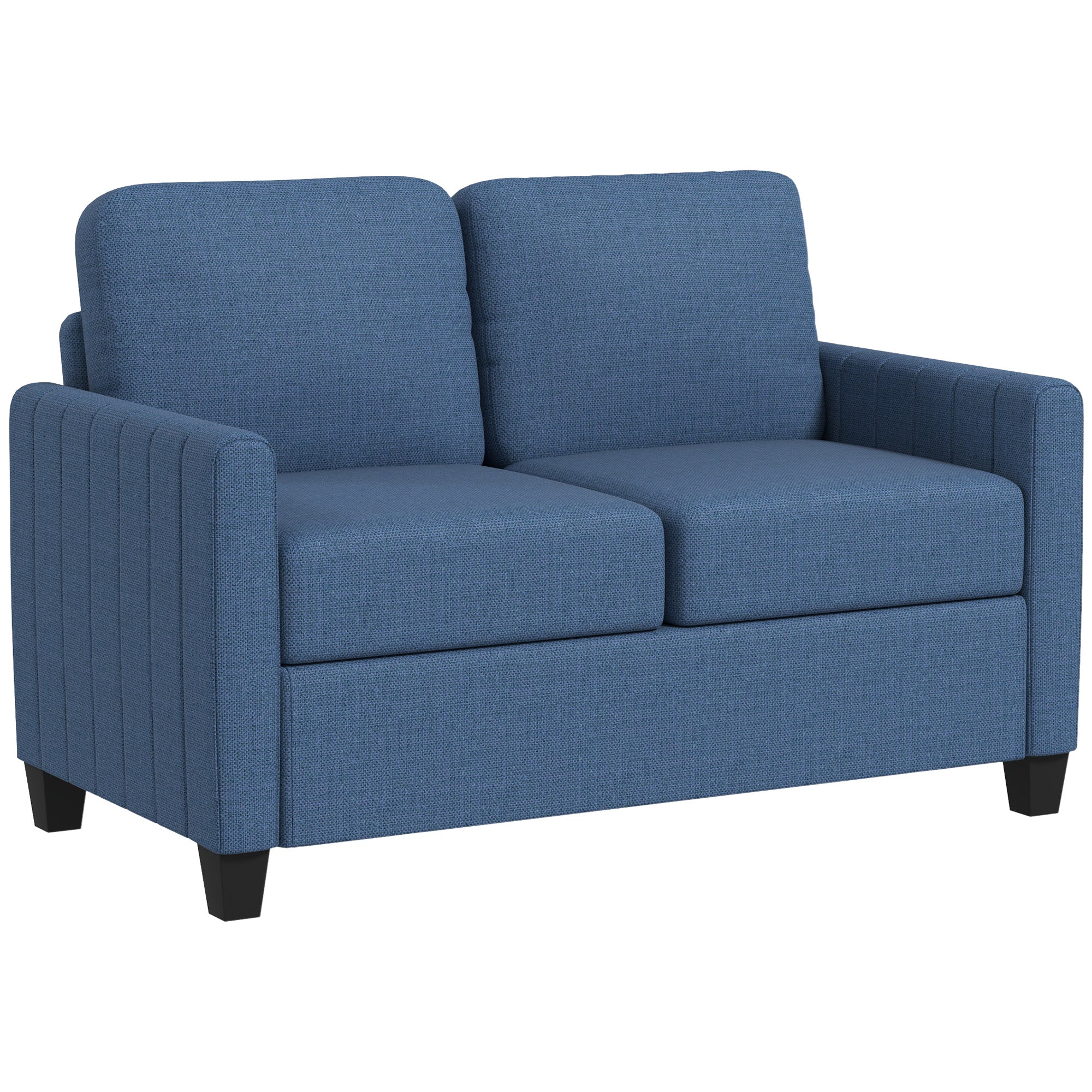 HOMCOM Modern Boxy Linen-Look Two-Seater Sofa - Blue - North Peak Garden Furniture