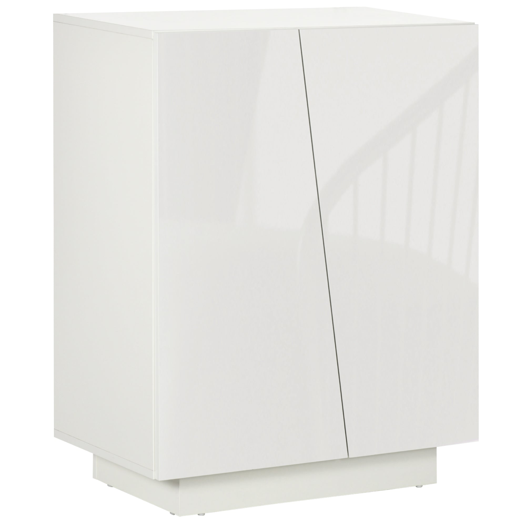 HOMCOM High Gloss Storage Cabinet, Freestanding Storage Cupboard with Adjustable Shelves for Living Room, Bedroom, Hallway, White - North Peak Garden Furniture