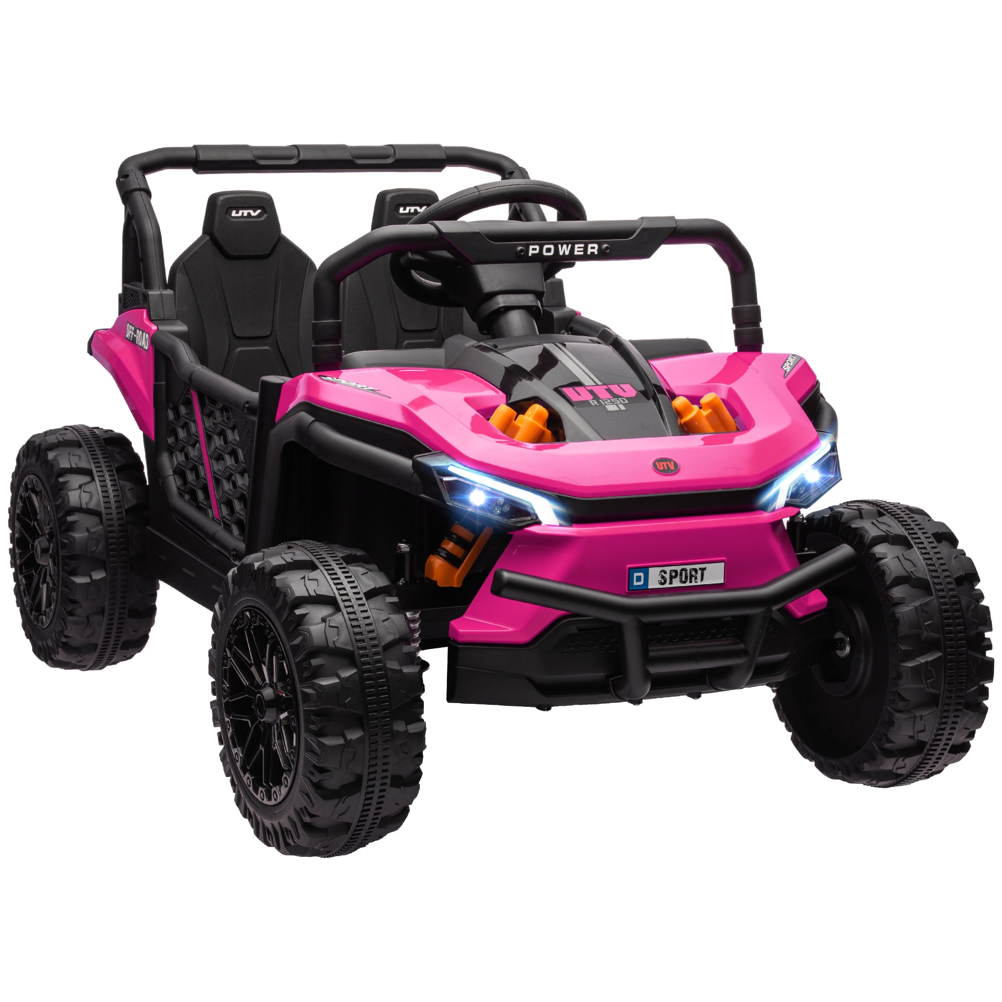 AIYAPLAY 12V Battery Powered Ride on Truck w/ Remote, Four Suspension Wheels, Horn, Lights, Music, USB, for Ages 3-5 Years, Pink - North Peak Garden Furniture