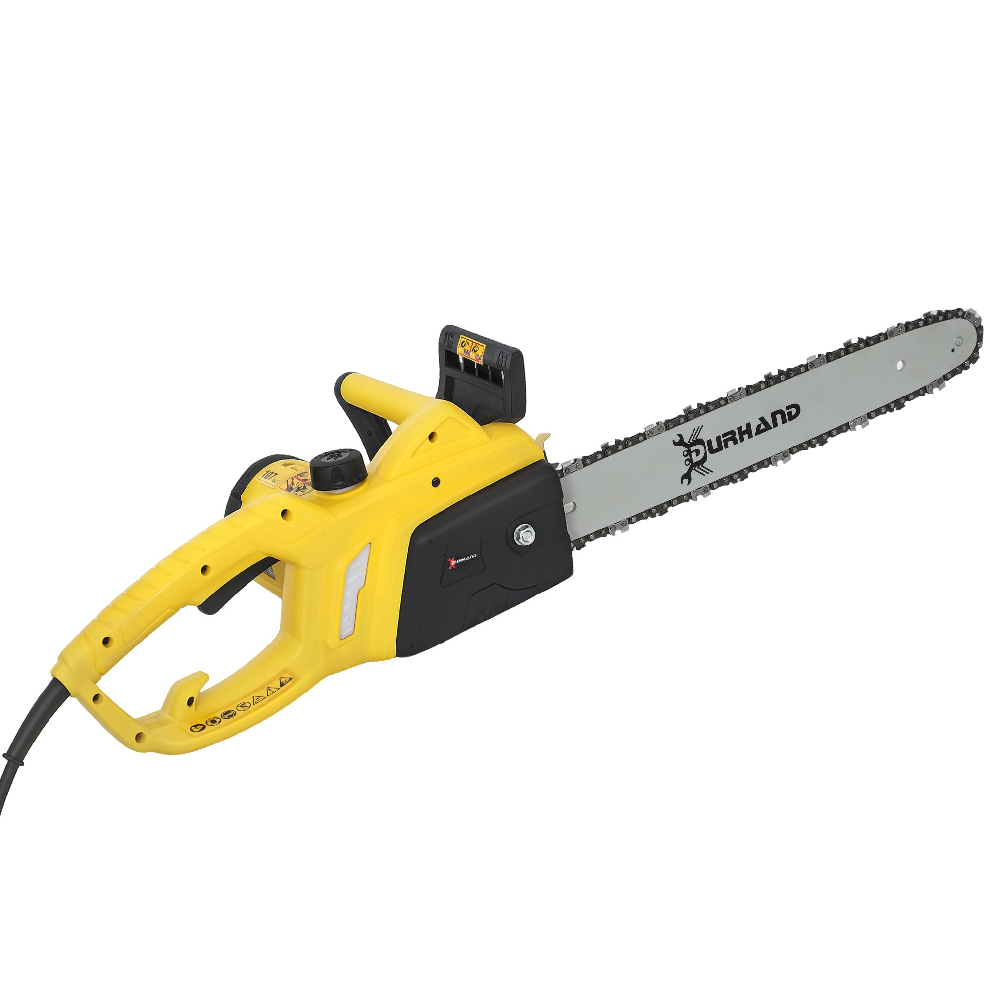 DURHAND Aluminium Chainsaw with Double Brake Protection and Blade Cover, 2000 W, 40 cm, for Wood, Trees and Branches, Yellow - North Peak Garden Furniture