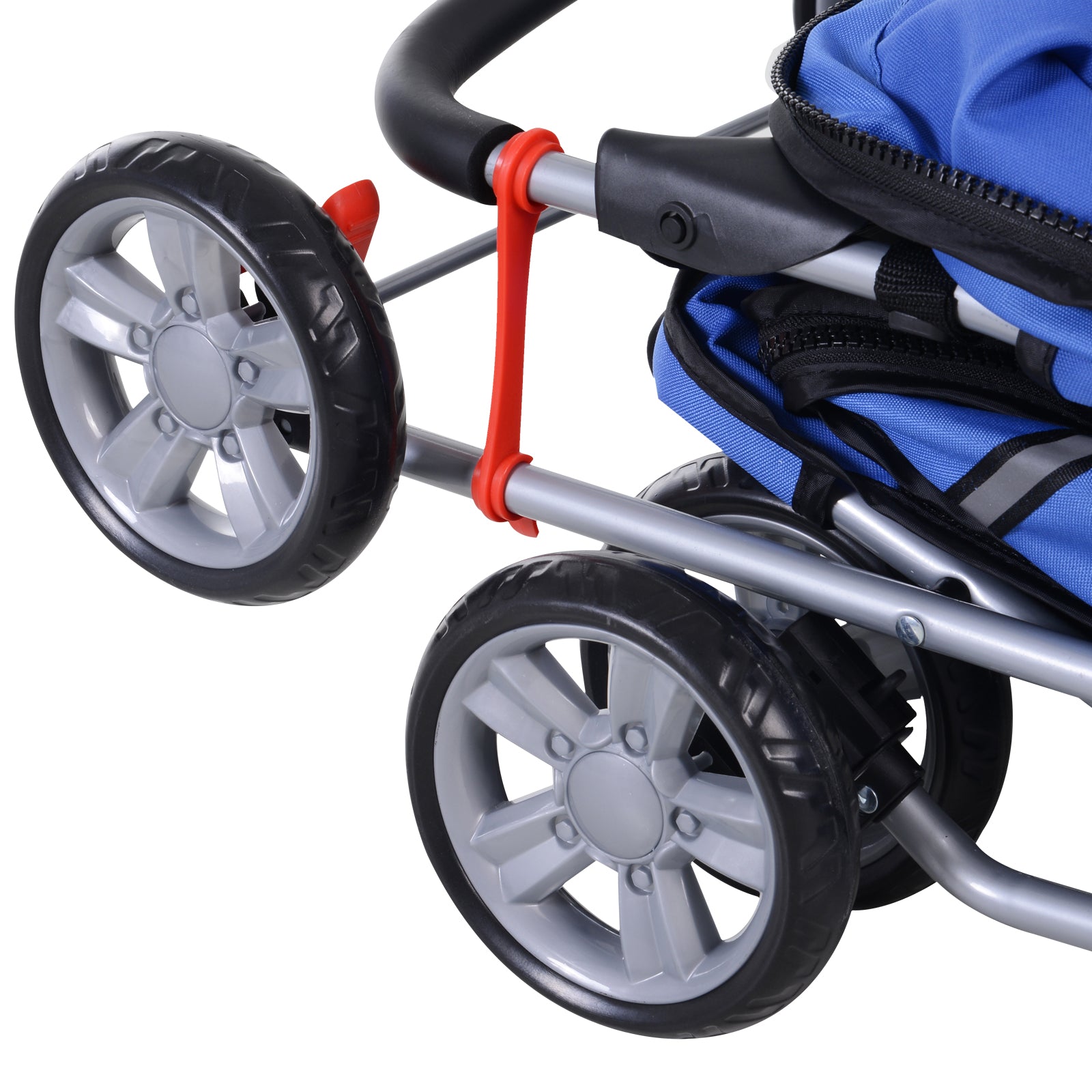 PawHut Pet Stroller for Small Miniature Dogs Cats Foldable Travel Carriage with Wheels Zipper Entry Cup Holder Storage Basket Blue - North Peak Garden Furniture