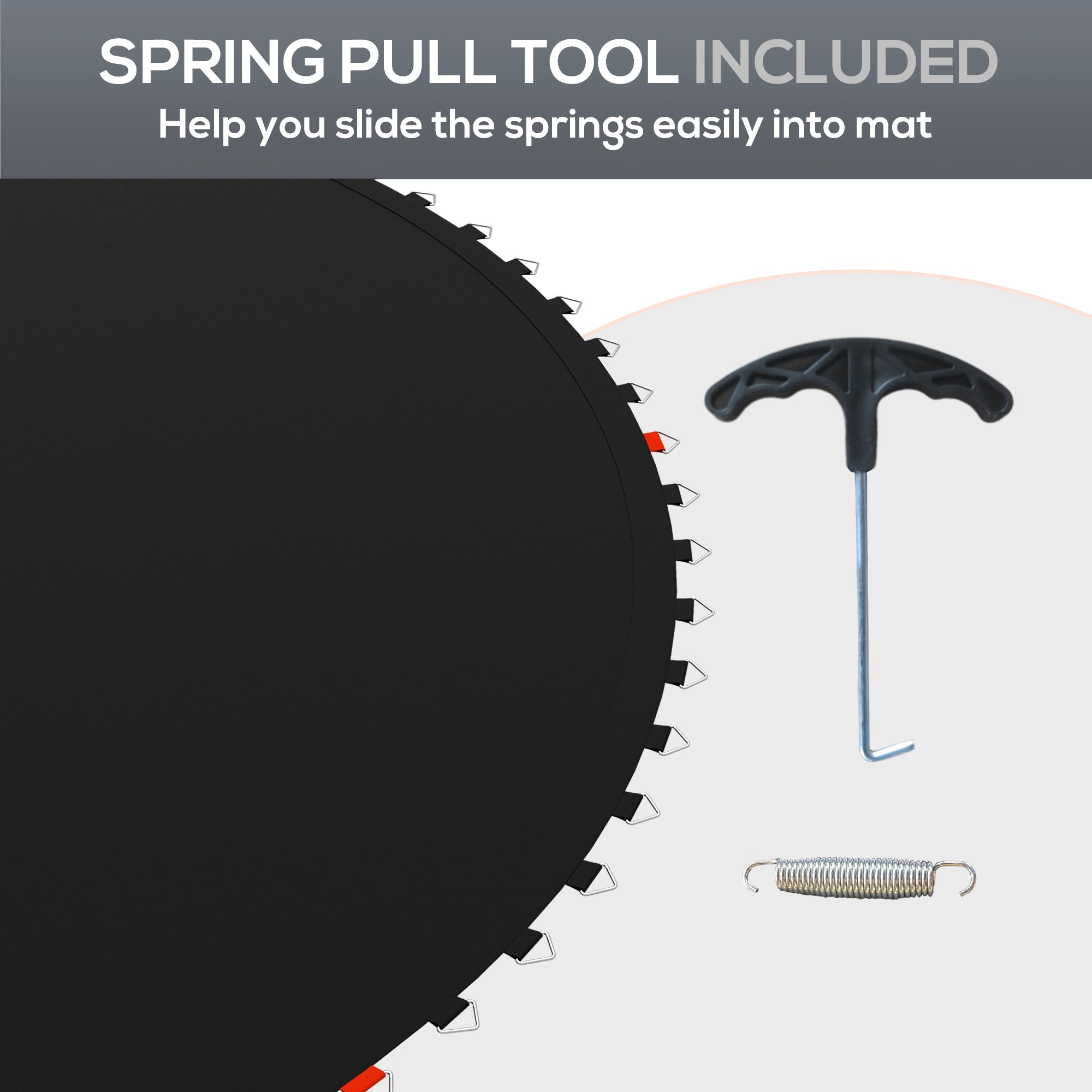 SPORTNOW Replacement Trampoline Mat with Spring Pull Tool, 42 V-Hooks, for 8ft Trampoline using 14cm Springs - North Peak Garden Furniture