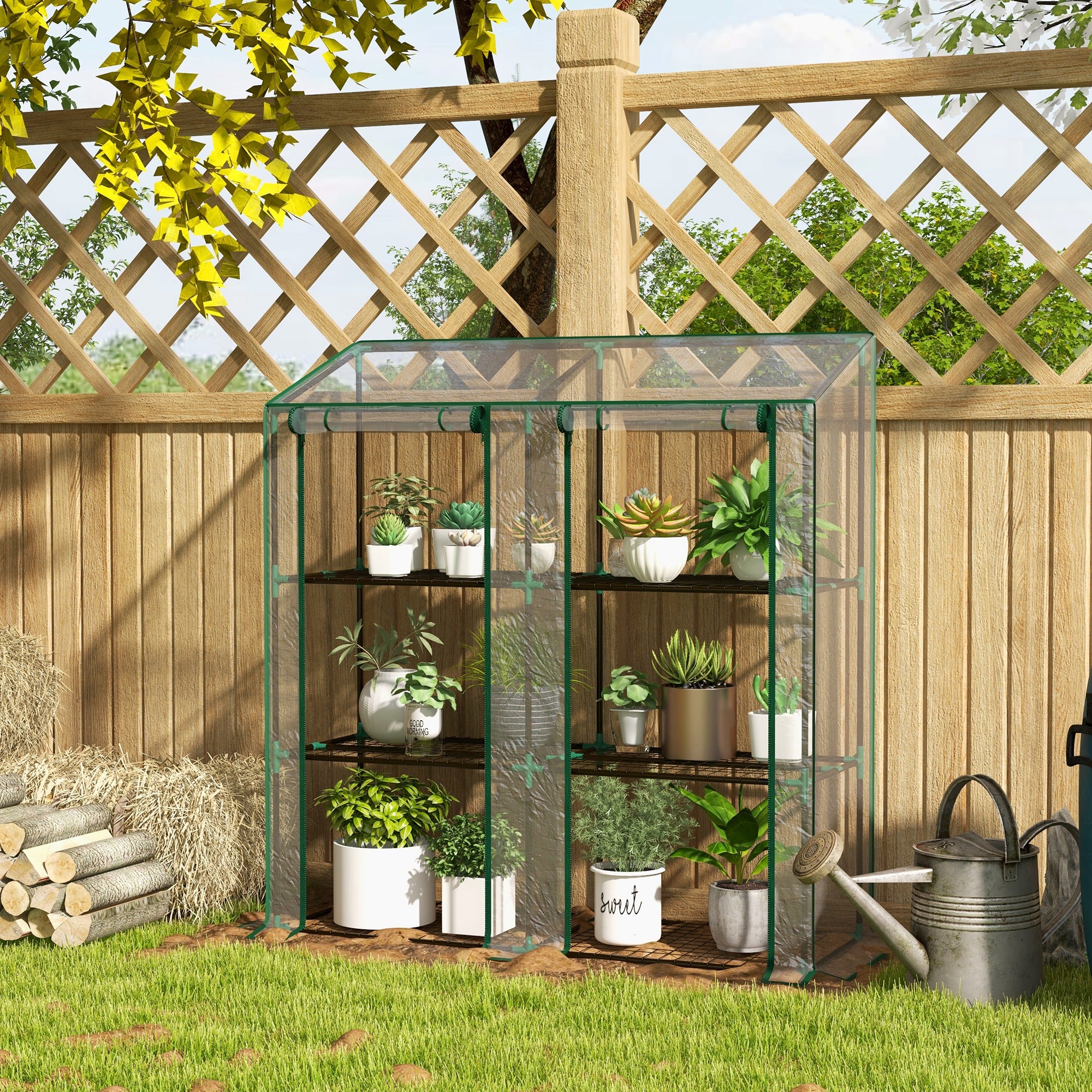 Outsunny 46 x 143cm Mini Lean-To Greenhouse, with Three Inner Shelves