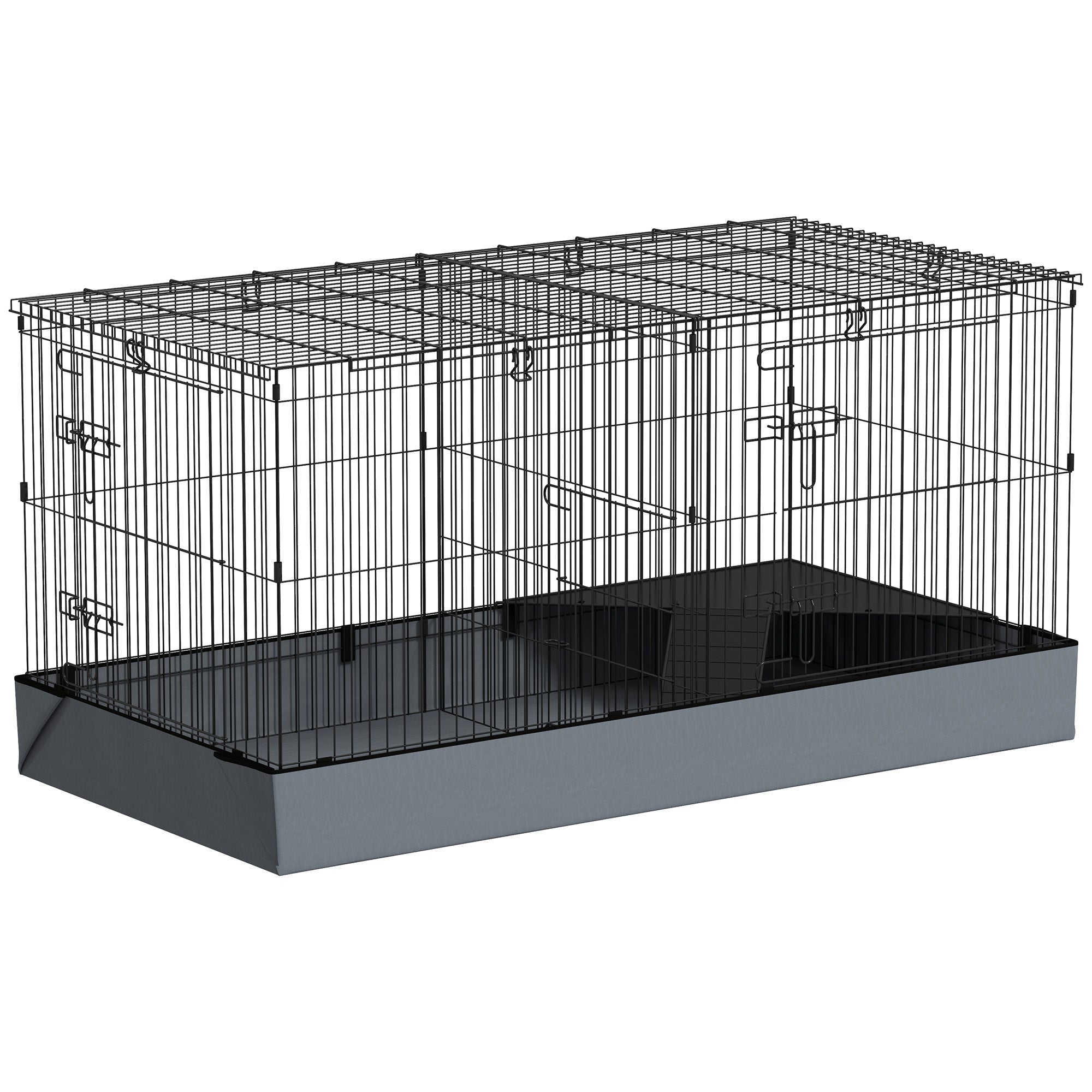 PawHut 2 in 1 Guinea Pig Cage, Rabbit Cage Pet Playpen with 2 Separate Area, Waterproof Oxford Fabric Floor for Hedgehogs - North Peak Garden Furniture