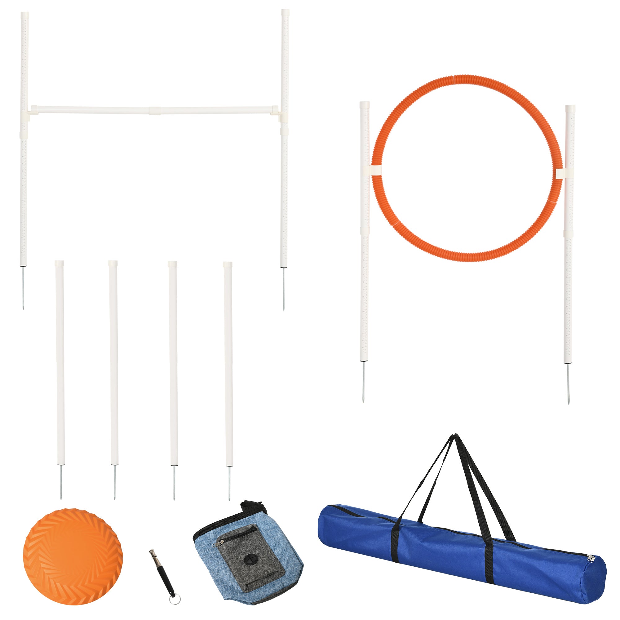 PawHut Dog Agility Training Equipment for Dogs with Carry Bag - Multicoloured - North Peak Garden Furniture