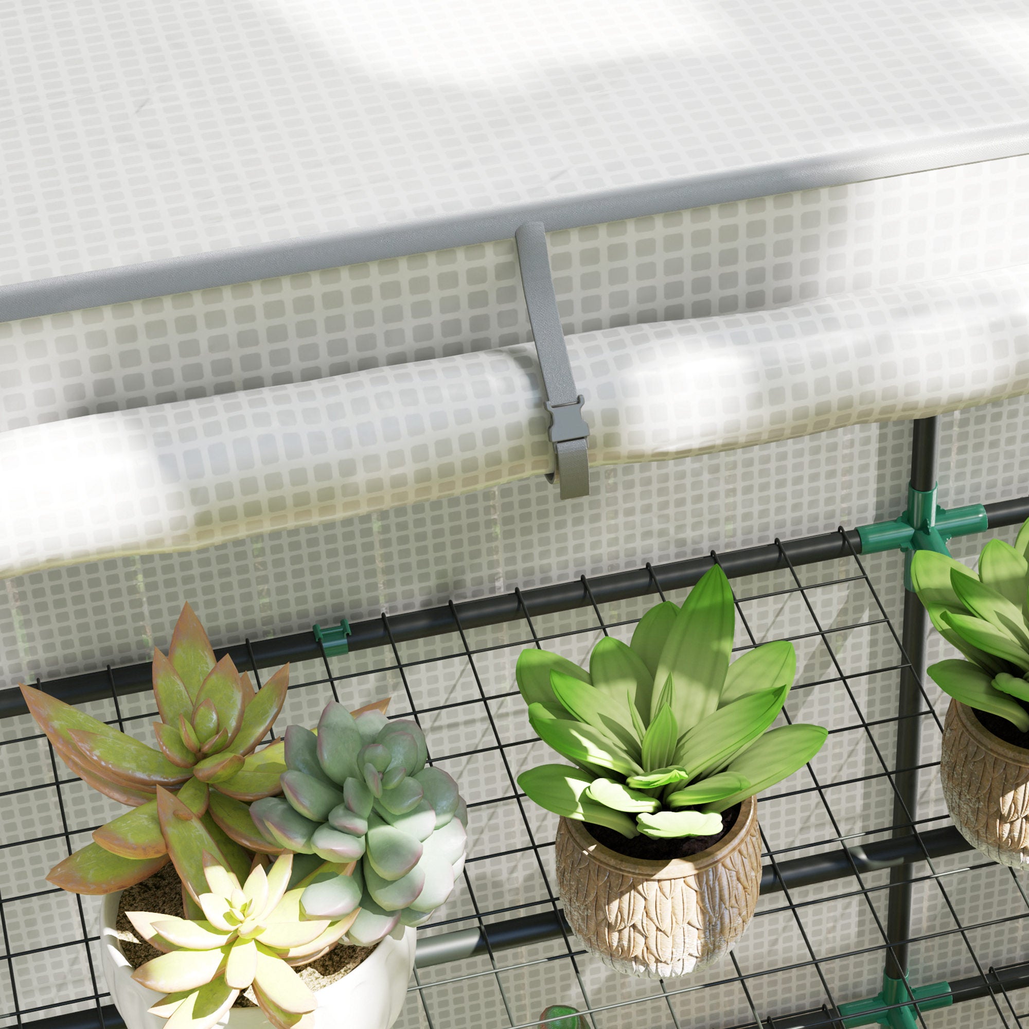 Outsunny Three-Tier Mini Greenhouse - White