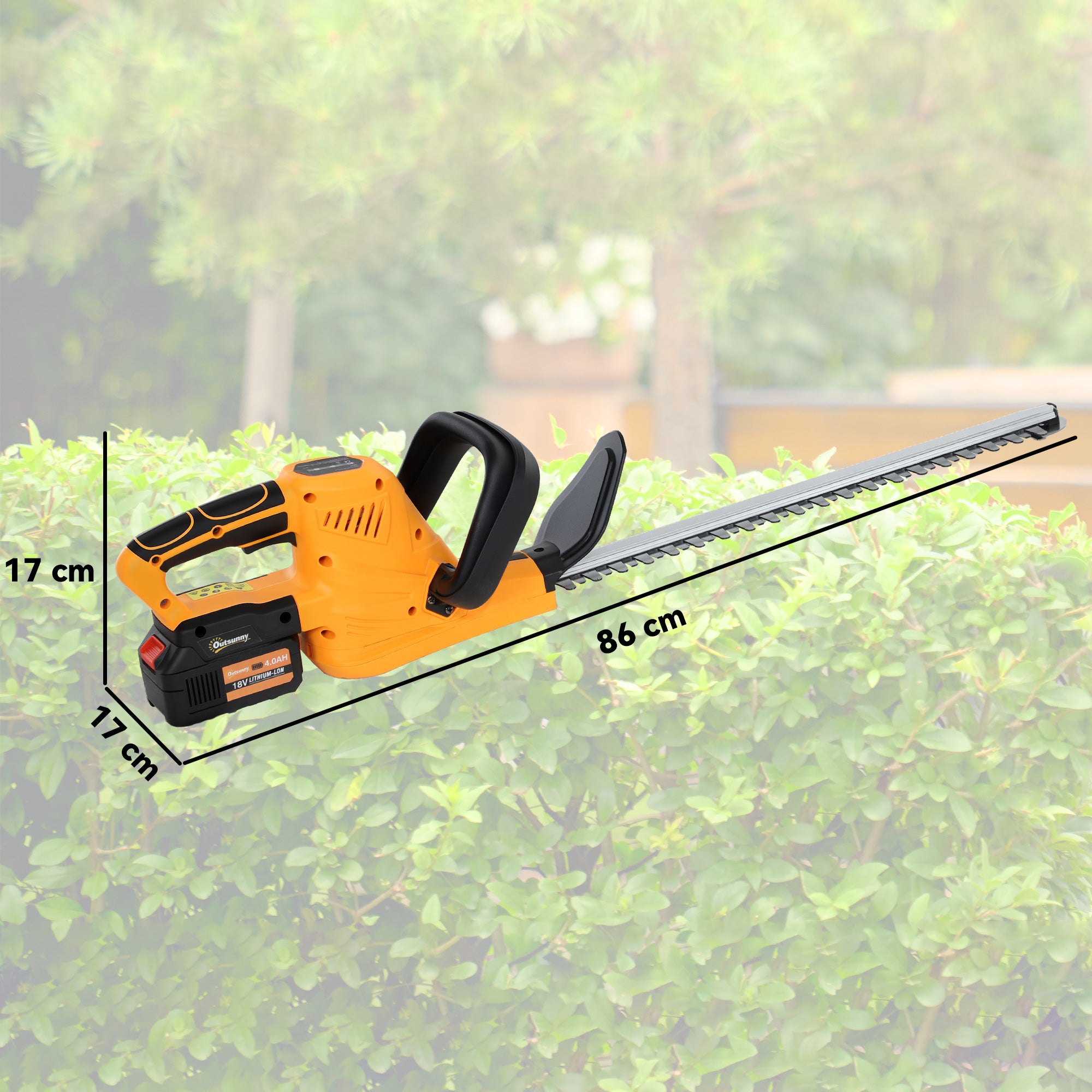 Outsunny Cordless Hedge Trimmer, Electric Hedge Cutter with 51cm Blade, Brushless Motor and 2 x 4.0Ah Batteries for Branches, Shrubs, Twigs, Orange - North Peak Garden Furniture