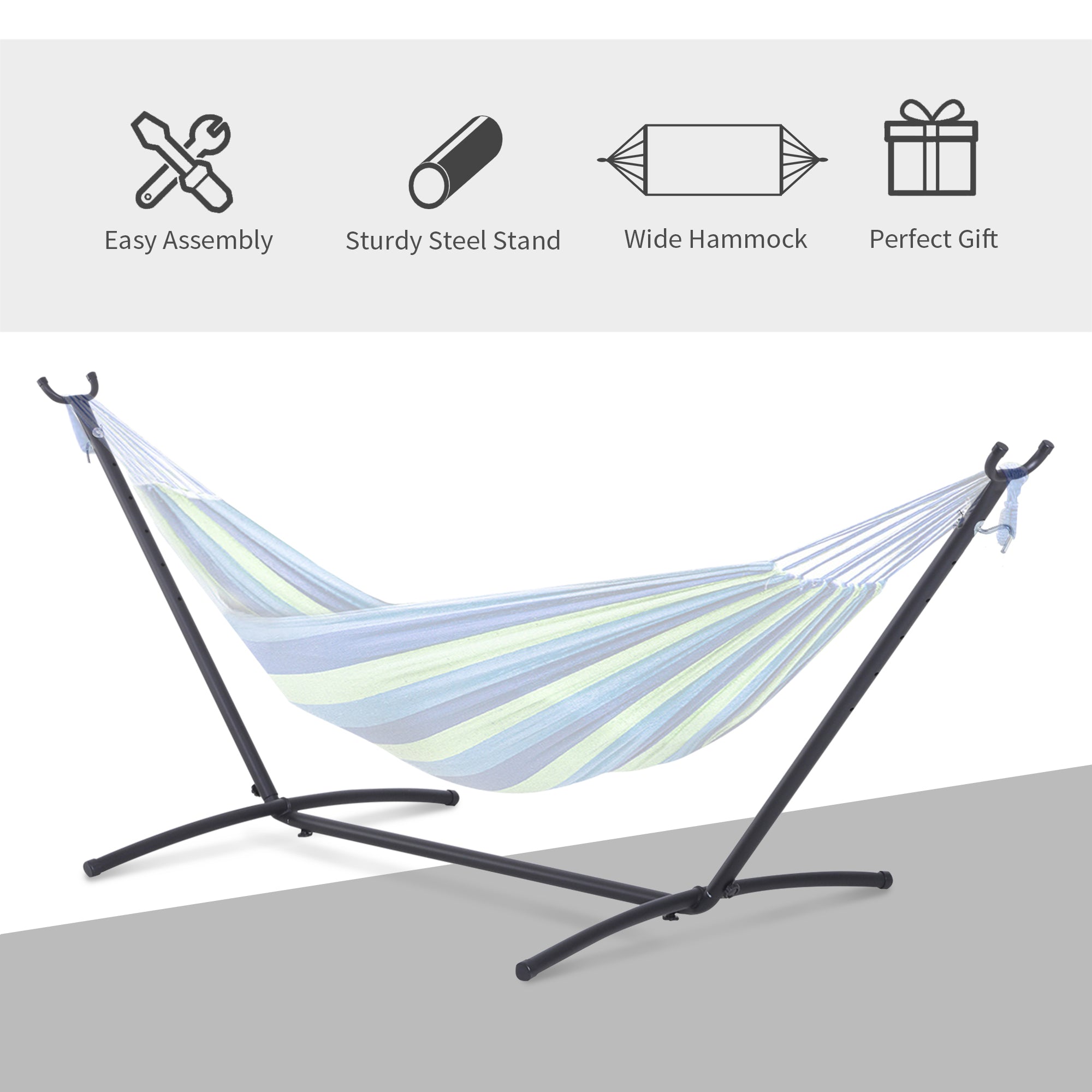 Outsunny Hammock Stand: Sturdy Metal Frame for Outdoor Relaxation, Garden Camping Picnic Companion, 2.86m, Stand Only