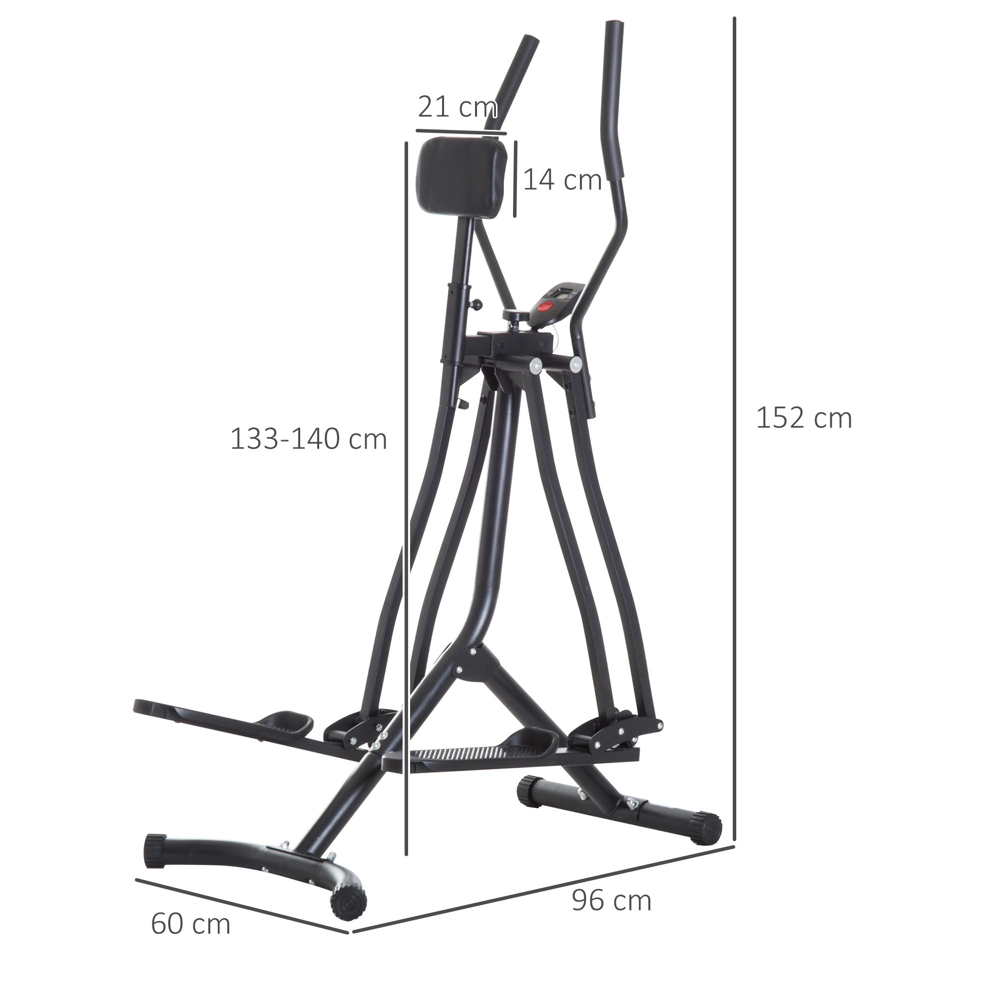 HOMCOM Air Walker Glider, Cross Trainer Fitness Machine, with LCD, for Home Gym, Black - North Peak Garden Furniture
