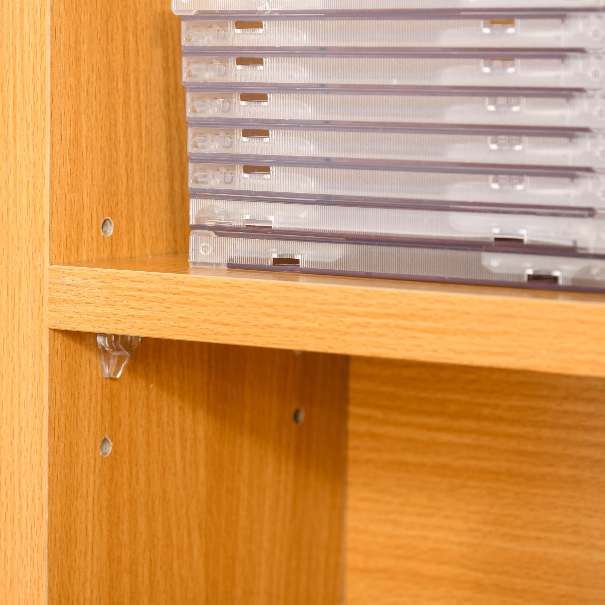 HOMCOM CD Storage Unit with Adjustable Shelves, 89 x 130.5 cm, Beech Wood Finish - North Peak Garden Furniture