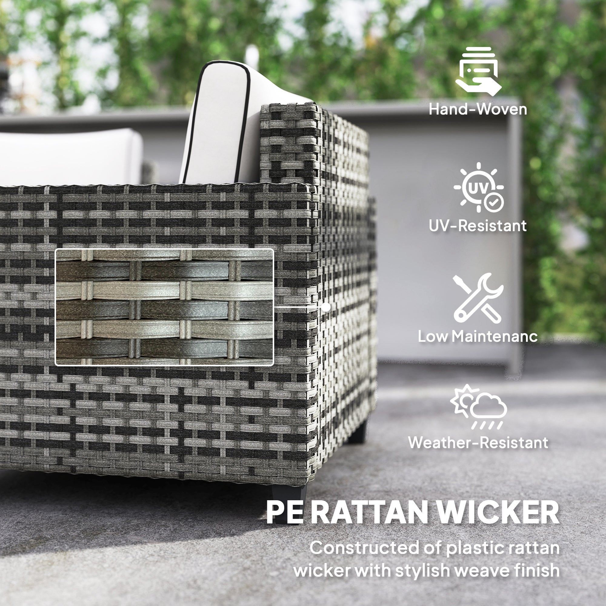 Outsunny Six-Piece Modular Rattan Sofa Set - Light Grey - North Peak Garden Furniture