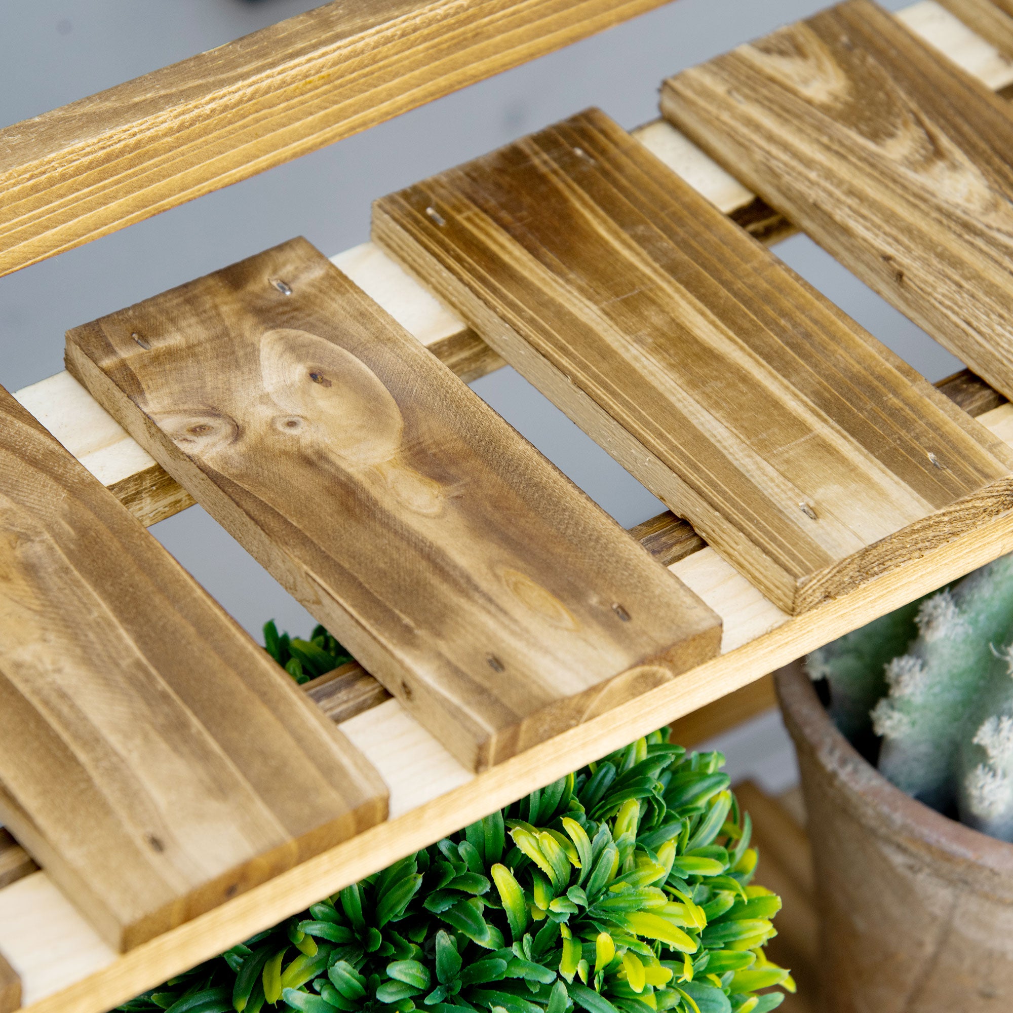 Outsunny Wooden Folding Flower Pot Stand 3 Tier Garden Planter Display Ladder Gardener Storage Shelves Rack Herb Holder (100L x 37W x 93H cm) - North Peak Garden Furniture
