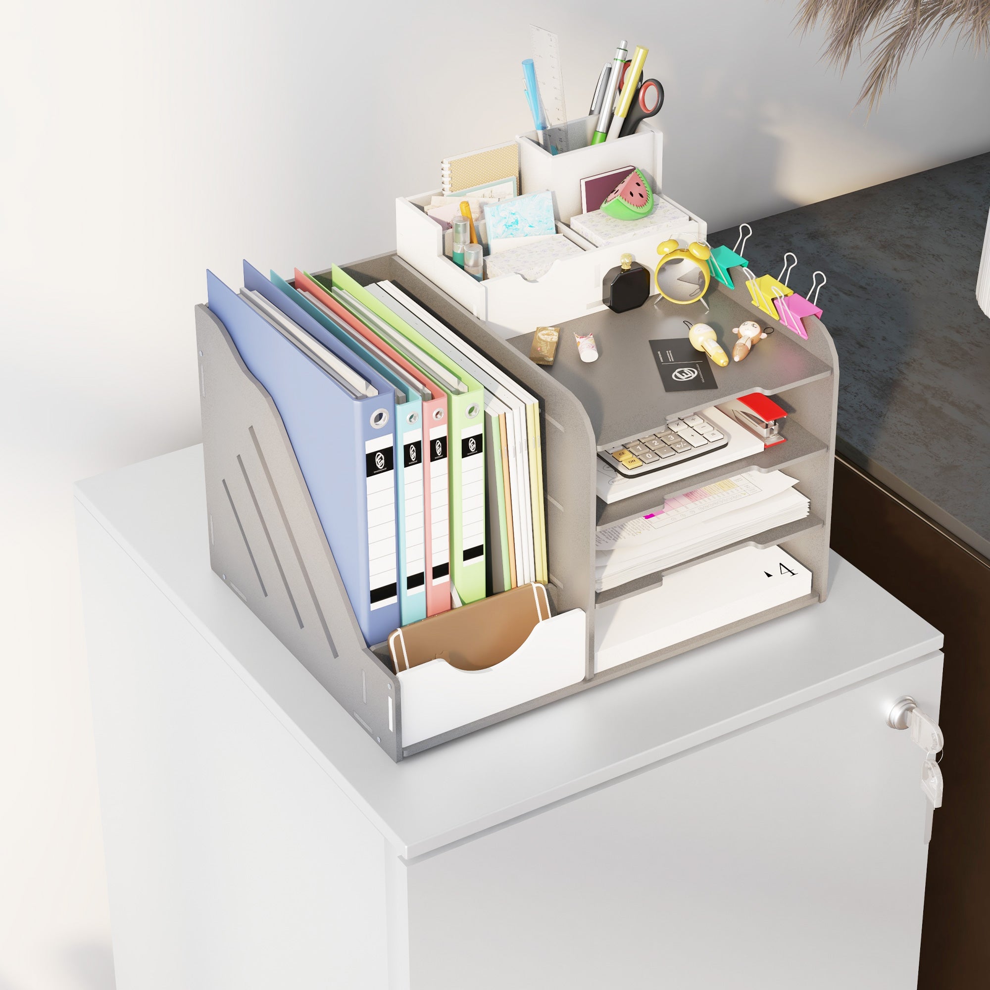 Vinsetto 2-Drawer Vertical Filing Cabinet with Lock and 5 Wheels, Steel Mobile File Cabinet, for A4, Legal and Letter Size, Pre-Assembled Body, White - North Peak Garden Furniture