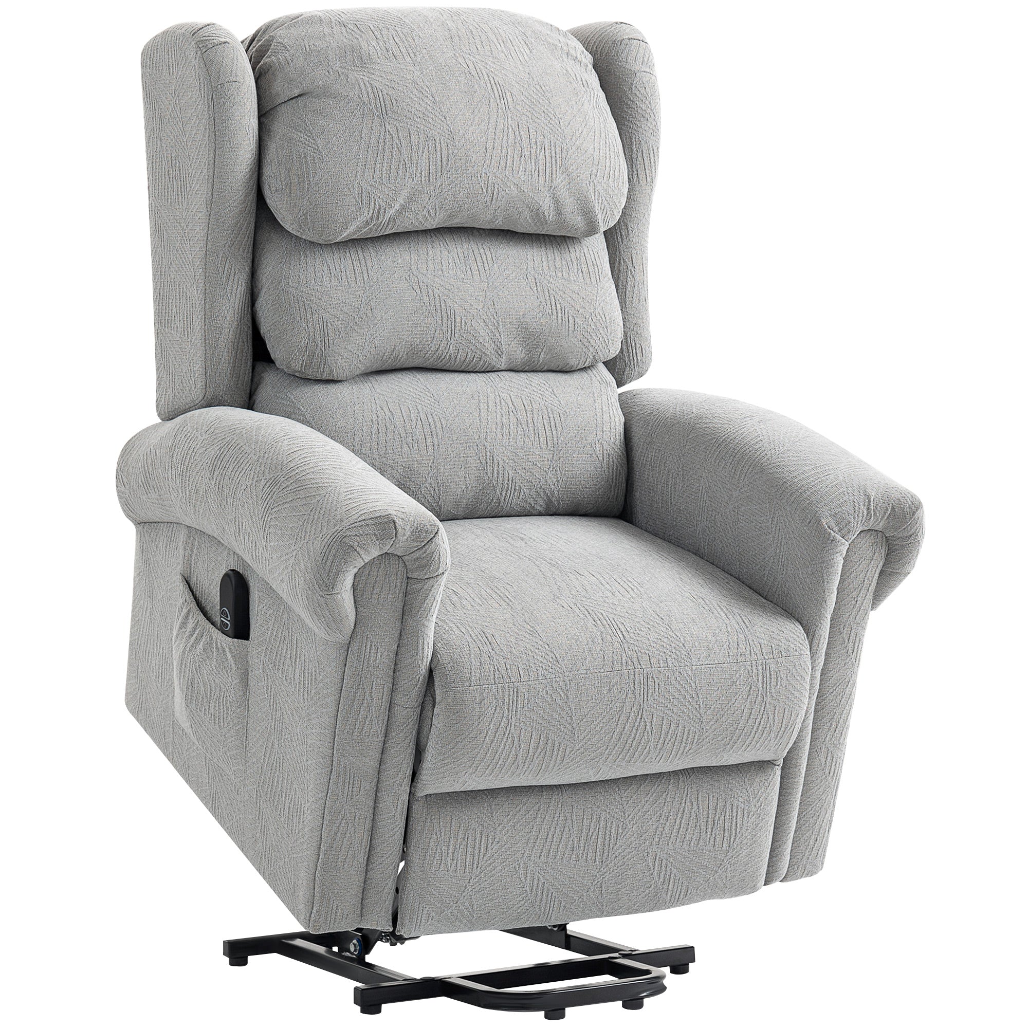 HOMCOM Power Lift Recliner Chair for Elderly, Velvet Electric Riser and Recliner Armchair for Living Room with Remote Control, 2 Side Pockets, Thick Padded Back, Grey