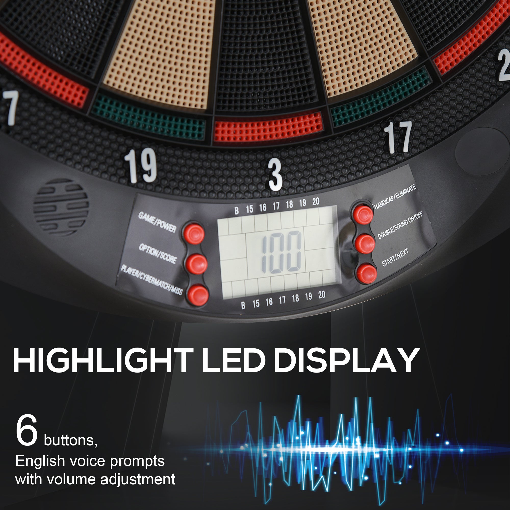 HOMCOM LCD Electronic Dartboard Set Features 26 Games w/ 185 Variations and Include 6 Darts Multi-Game Option Ready-to-Play - North Peak Garden Furniture