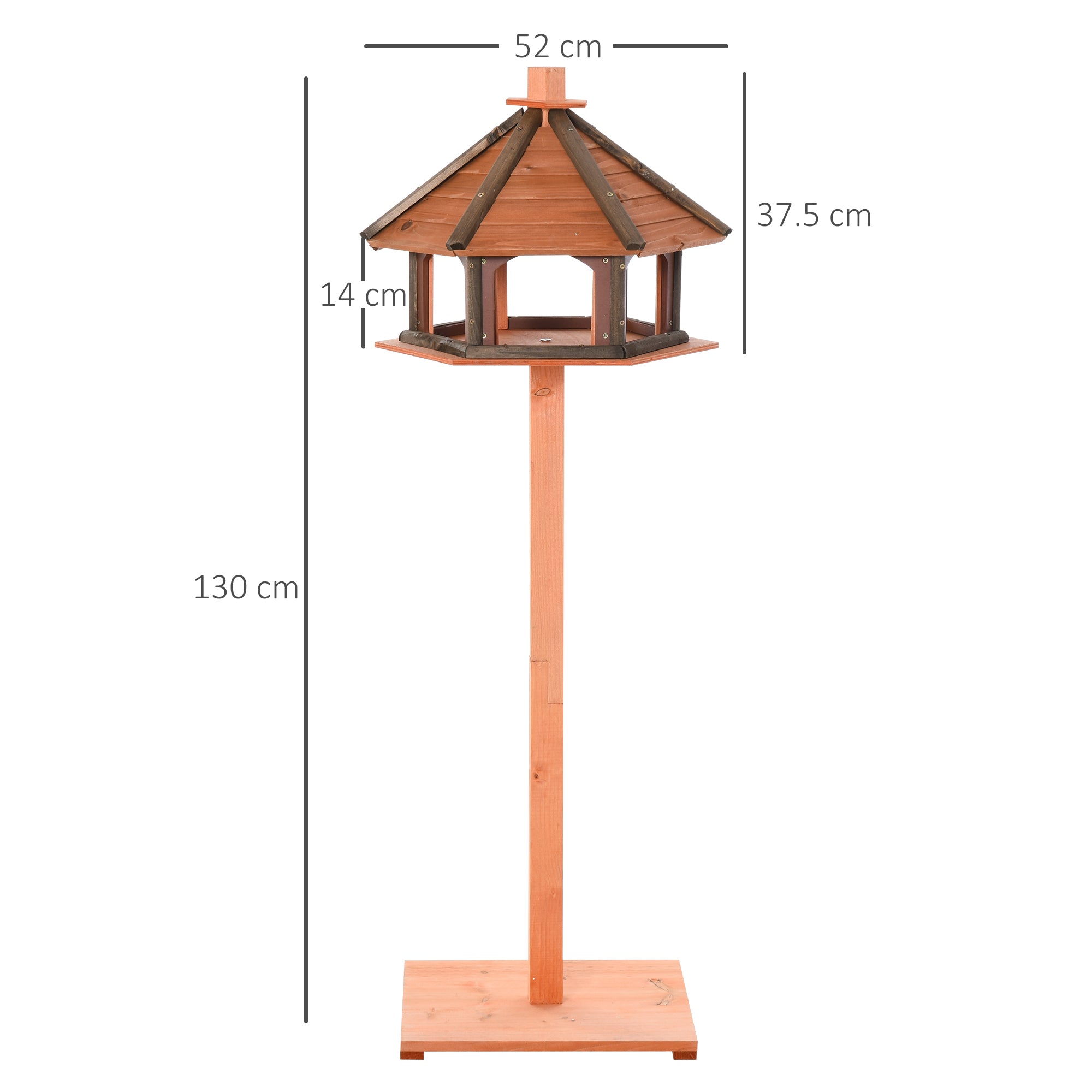 PawHut Wooden Bird Table Bird Feeding Station Playstand with Roof 130Hcm for Outdoor Brown - North Peak Garden Furniture