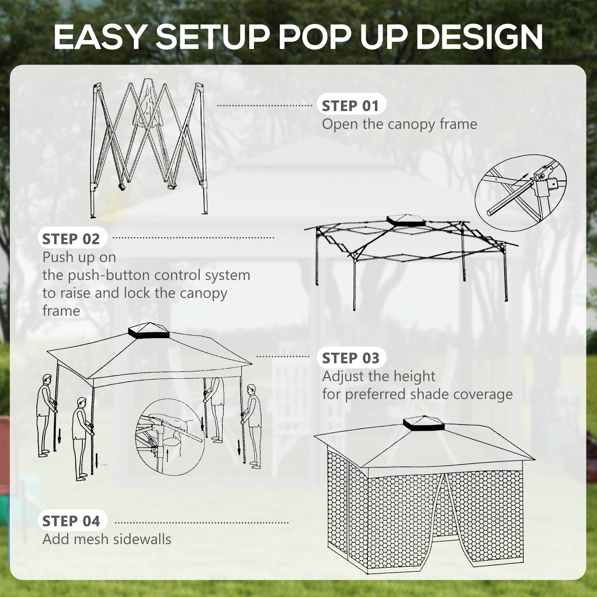 Outsunny 3 x 3(m) Pop Up Gazebo, Double-roof Garden Tent with Netting and Carry Bag, Party Event Shelter for Outdoor Patio, Khaki - North Peak Garden Furniture