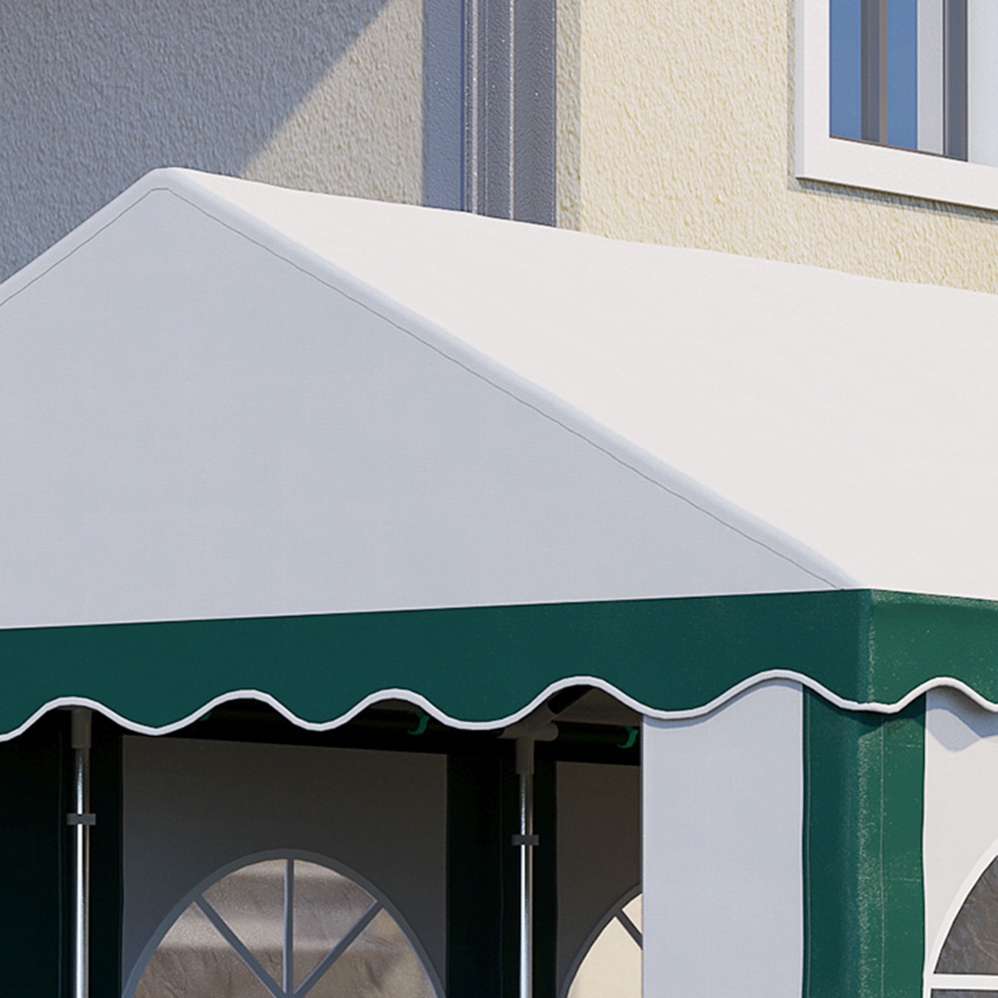 Outsunny 6 x 4m Garden Gazebo with Sides, Galvanised Marquee Party Tent with Six Windows and Double Doors, for Parties, Wedding and Events - North Peak Garden Furniture