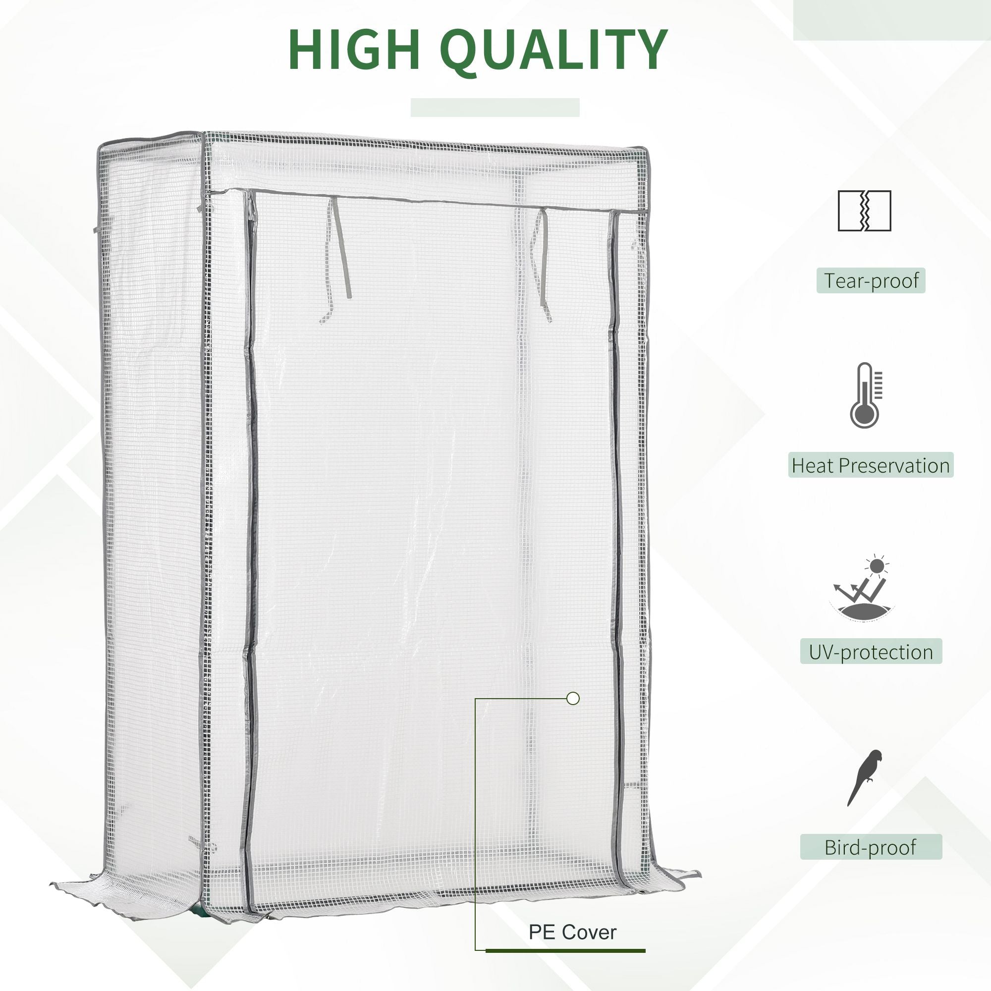 Outsunny 100 x 50 x 150cm Tomato Greenhouse with Roll-up Door, Mini Greenhouse with PE Cover, Outdoor Grow House Small Green House for Yard, Balcony, Garden, White - North Peak Garden Furniture