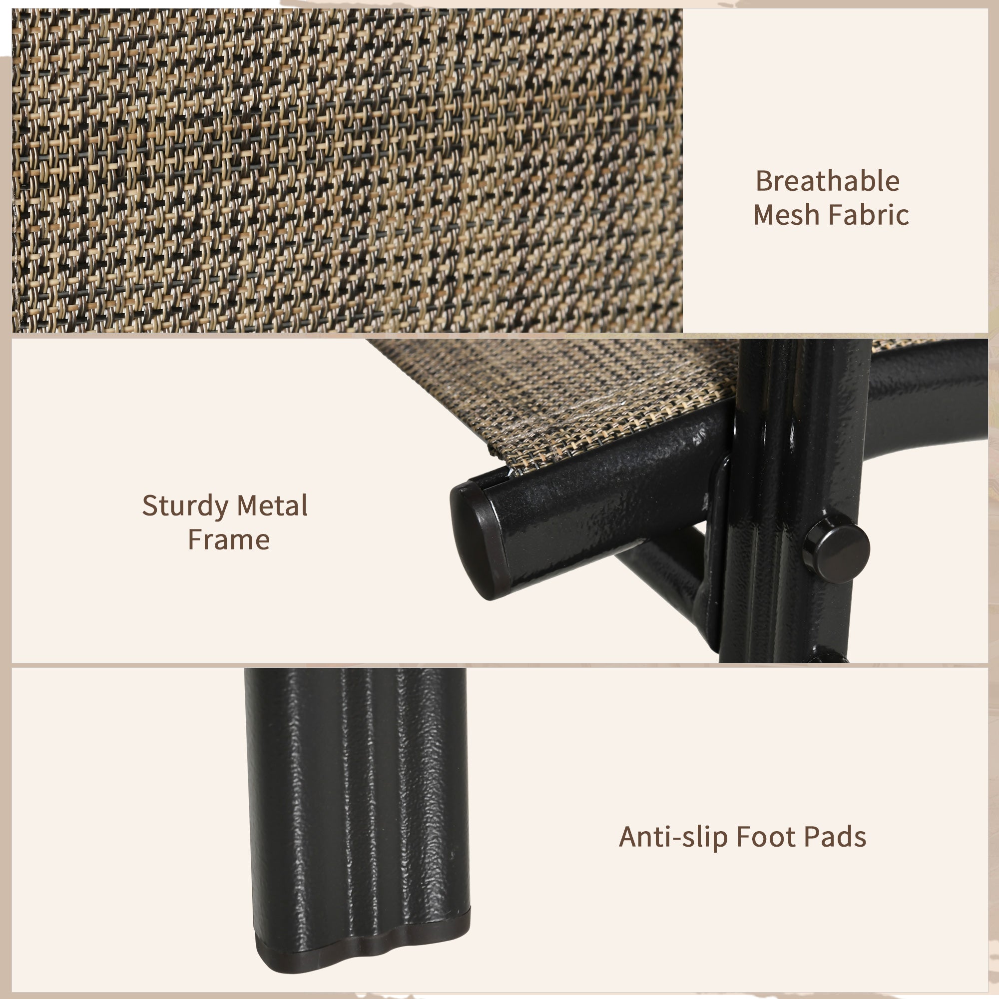 Outsunny Set of Four Stackable Mesh Seat Chairs - Mixed Brown - North Peak Garden Furniture