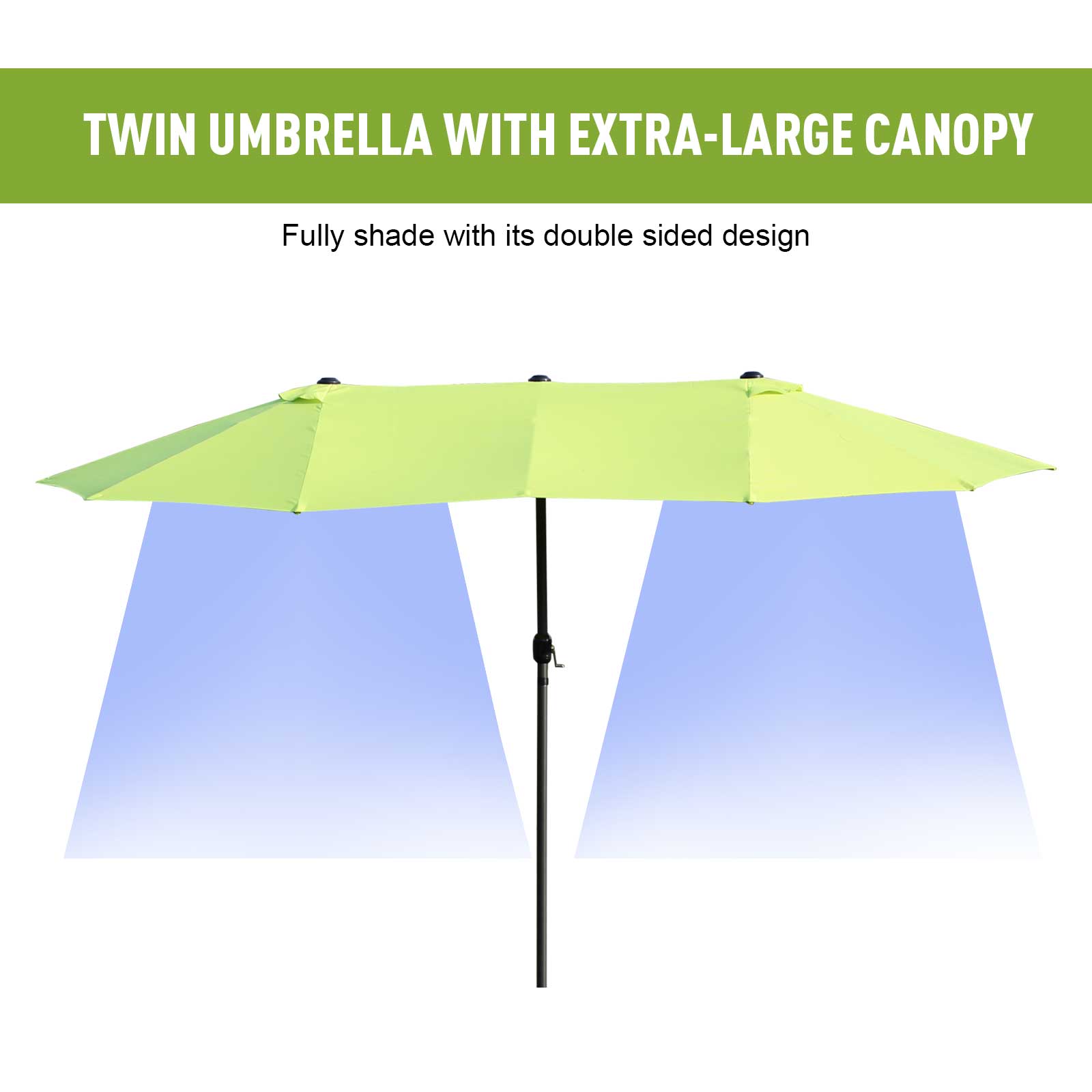 Outsunny 4.6m Garden Parasol Double-Sided Sun Umbrella Patio Market Shelter Canopy Shade Outdoor Grass Green - NO BASE