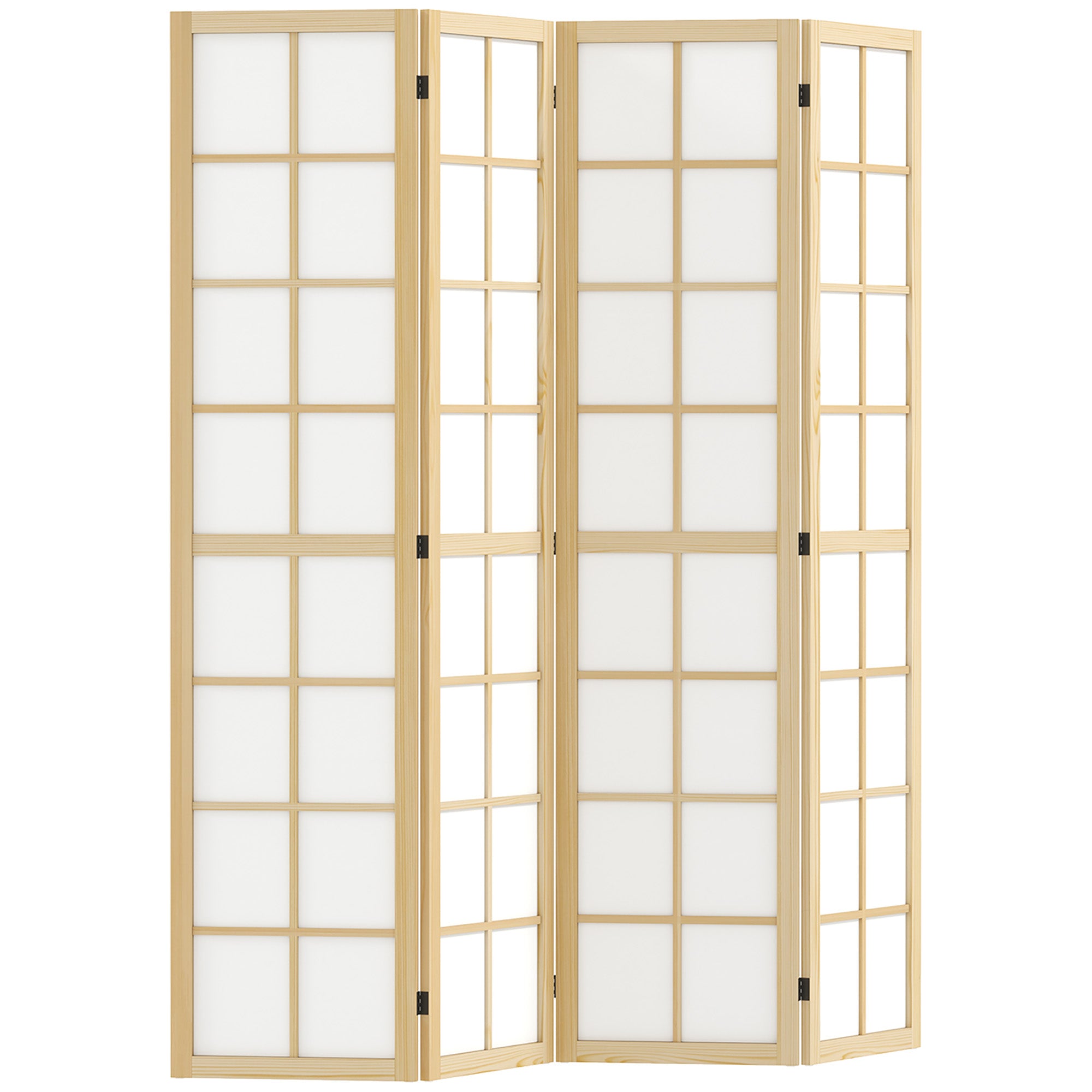 HOMCOM 4 Panel Folding Room Divider, Freestanding Room Separator, Indoor Privacy Screen for Living Room, Bedroom, 160 x 170cm - North Peak Garden Furniture