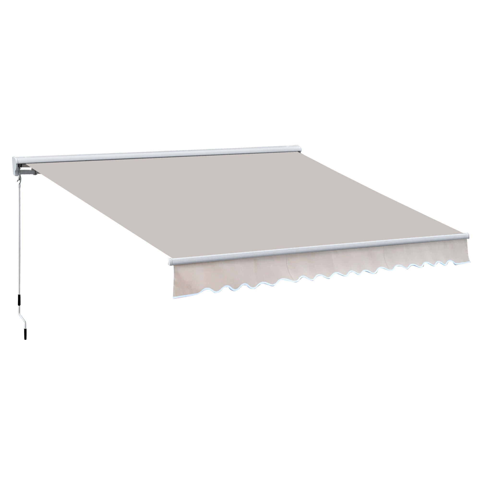 Outsunny 3.5Lx2.5M Retractable Manual/Electric Awning-Cream White/White