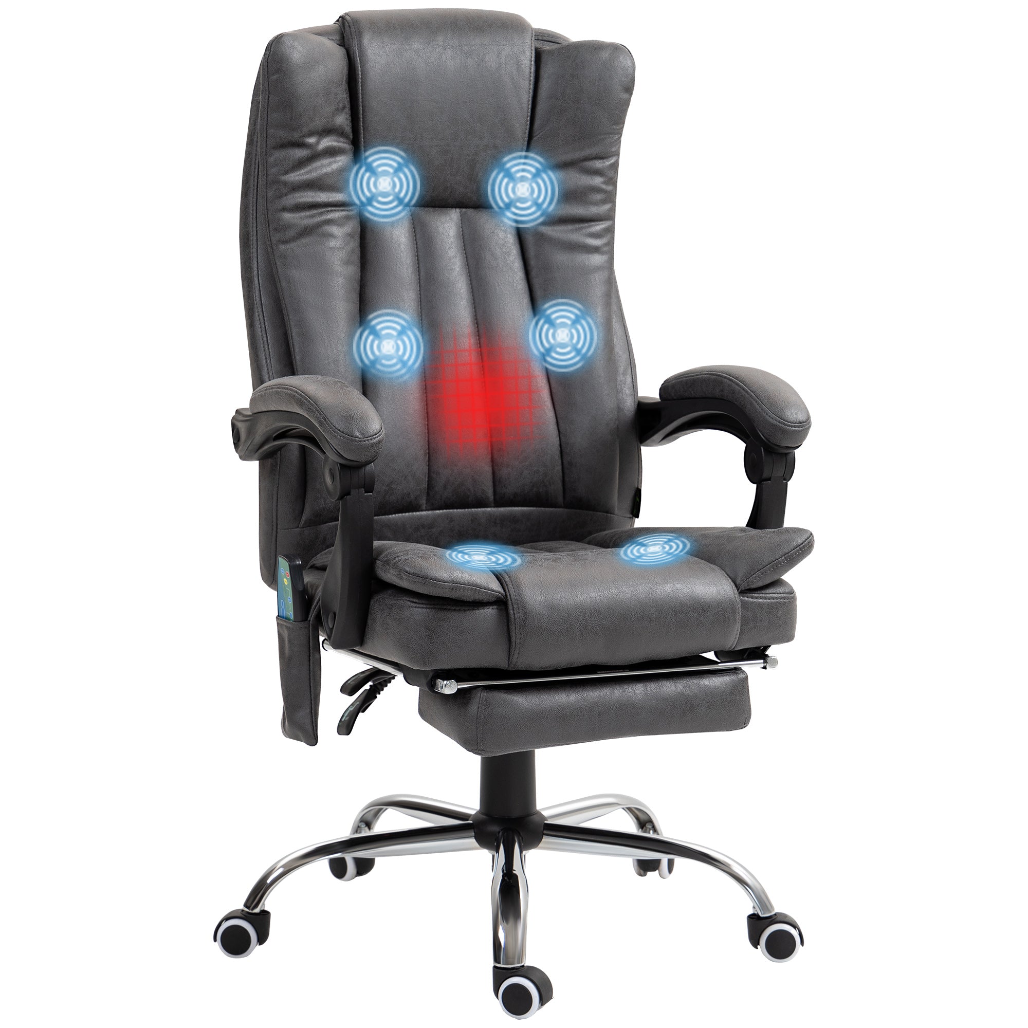 Vinsetto Six-Point Massage Chair, with Heat and Footrest - Dark Grey - North Peak Garden Furniture