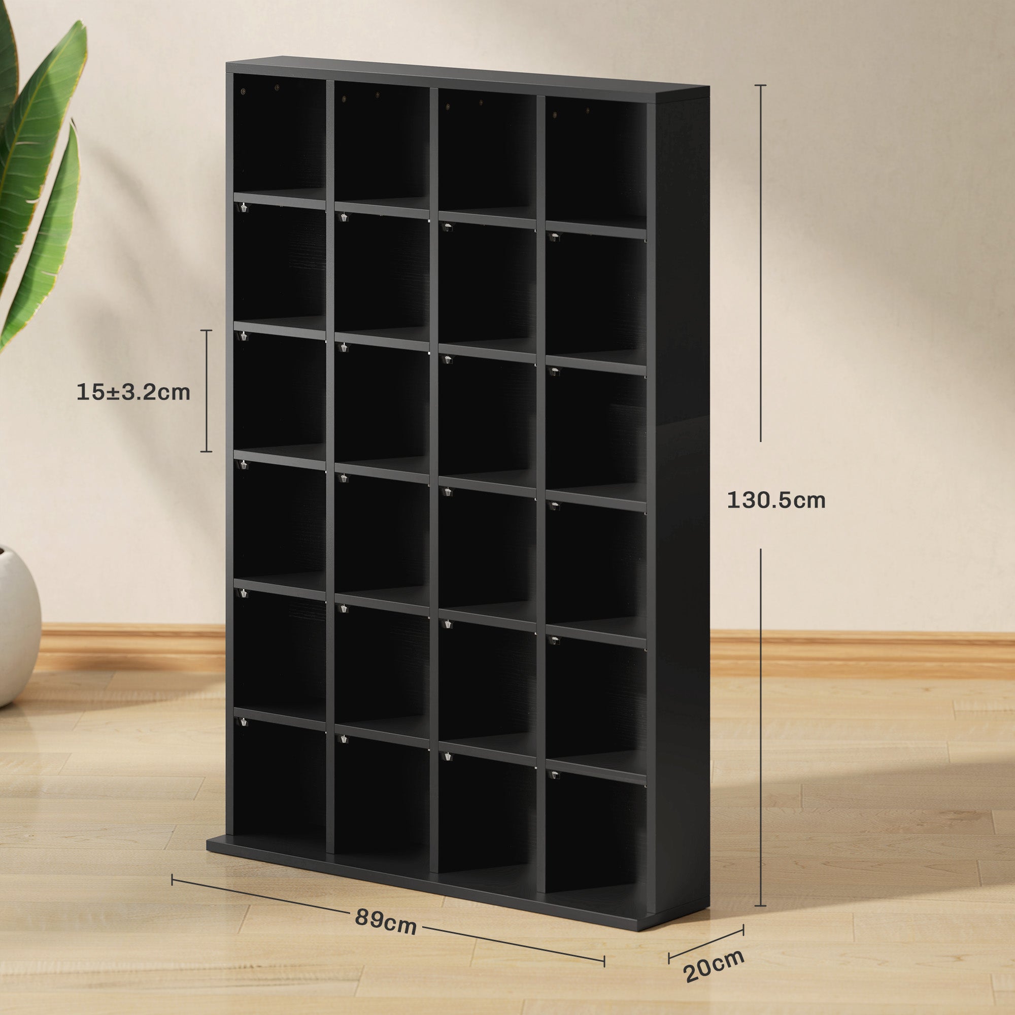 HOMCOM CD Storage Unit with Adjustable Shelves, 89 x 130.5 cm, Black - North Peak Garden Furniture