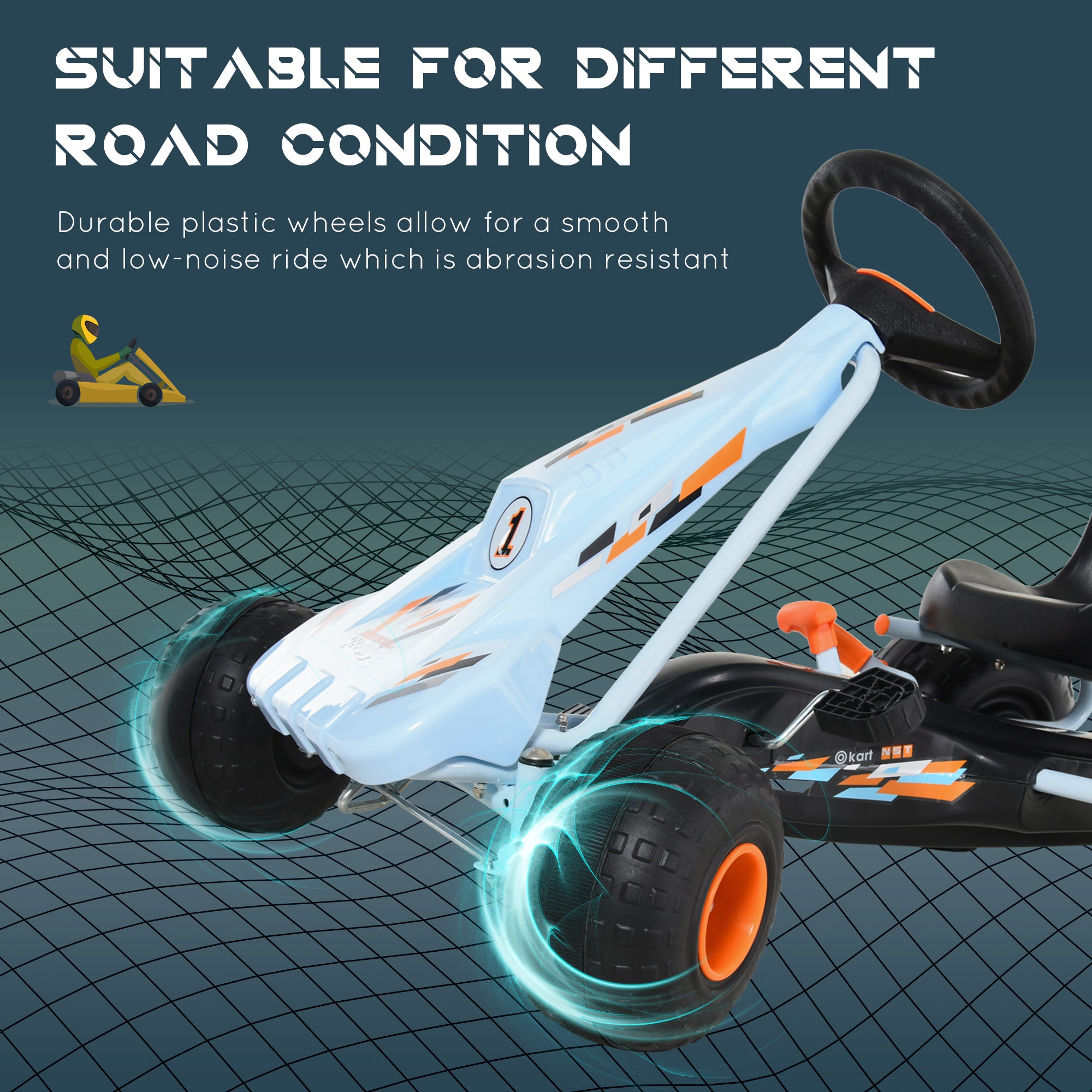HOMCOM Kids Children Pedal Go Kart Manual Ride On Car w/ Brake Gears Steering Wheel Adjustable Seat Outdoor Fun Vehicle 97 x 66 x 59 cm - North Peak Garden Furniture