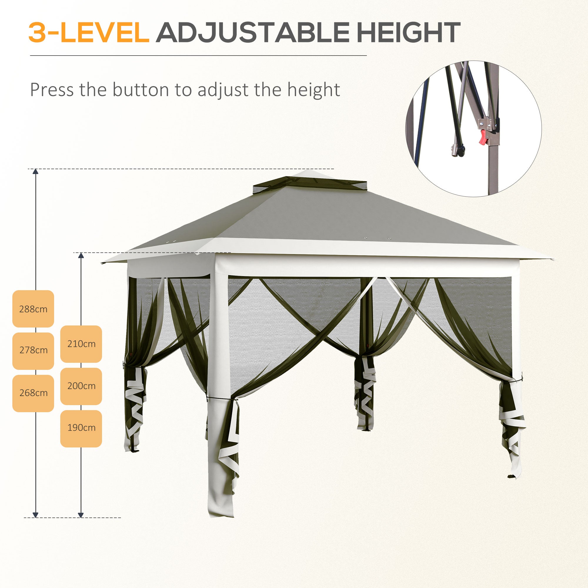Outsunny Pop Up Canopy Tent with Double Roof, Zipped Mesh Sidewalls, Carrying Bag, Height Adjustable for Patio Garden, Dark Grey - North Peak Garden Furniture
