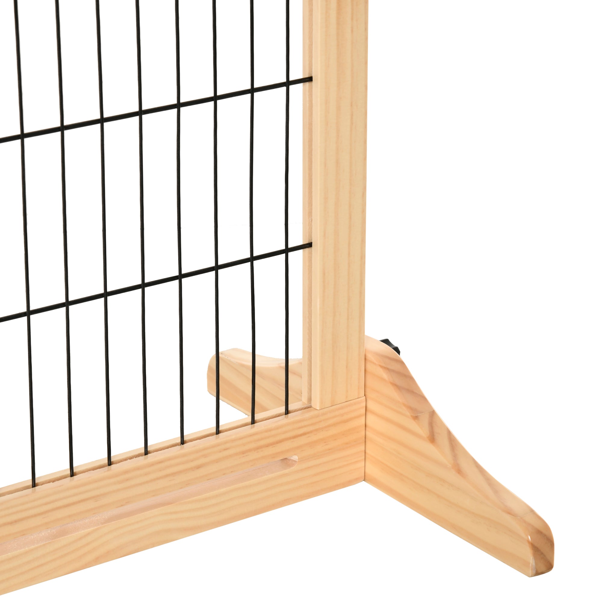 PawHut Freestanding Dog Gate, Foldable Pet Fence, Indoor Wood Barrier, Stair Gate with Support Feet, for Doorway, Hallway, Small and Medium Dogs, 69H x 104-183 cm, Natural Wood Effect - North Peak Garden Furniture
