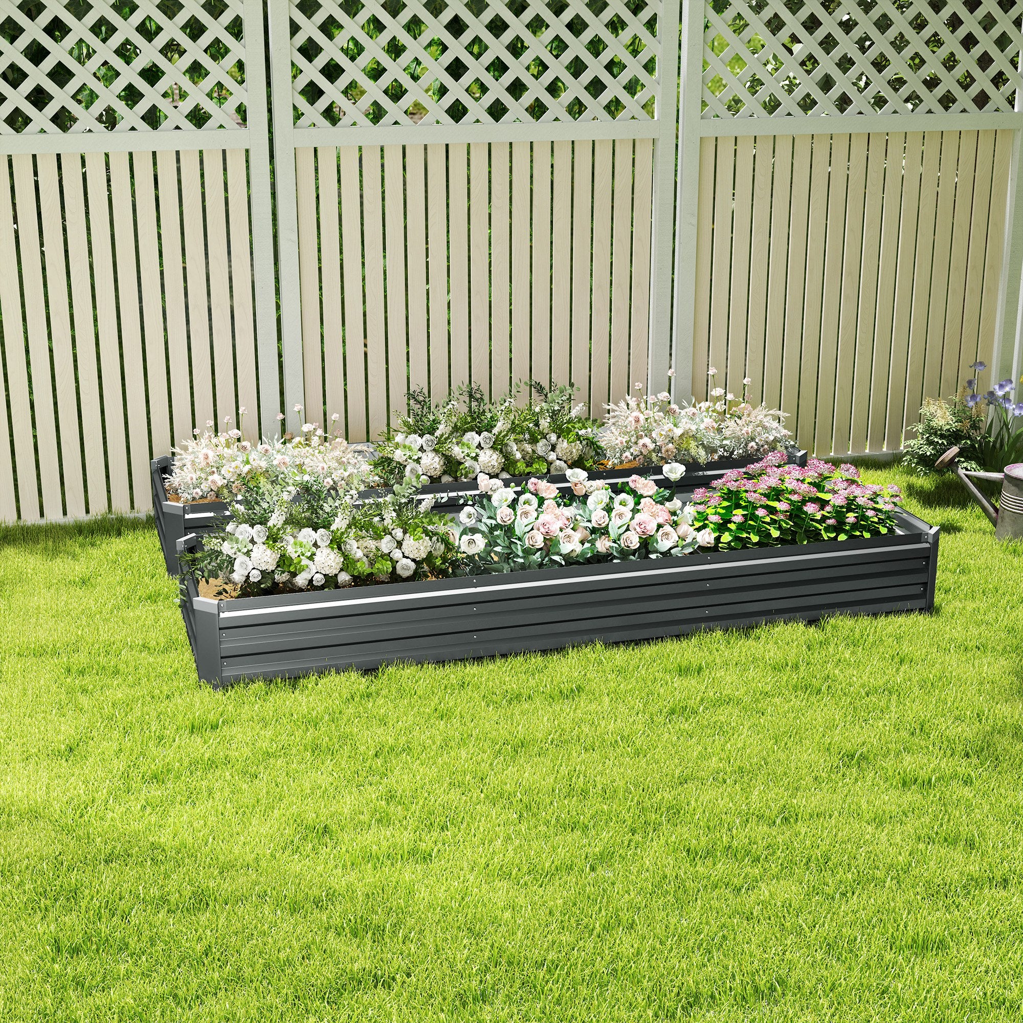 Outsunny 60 x 240cm Galvanised Steel Planter, with Open Bottom, Pack of 2 - North Peak Garden Furniture