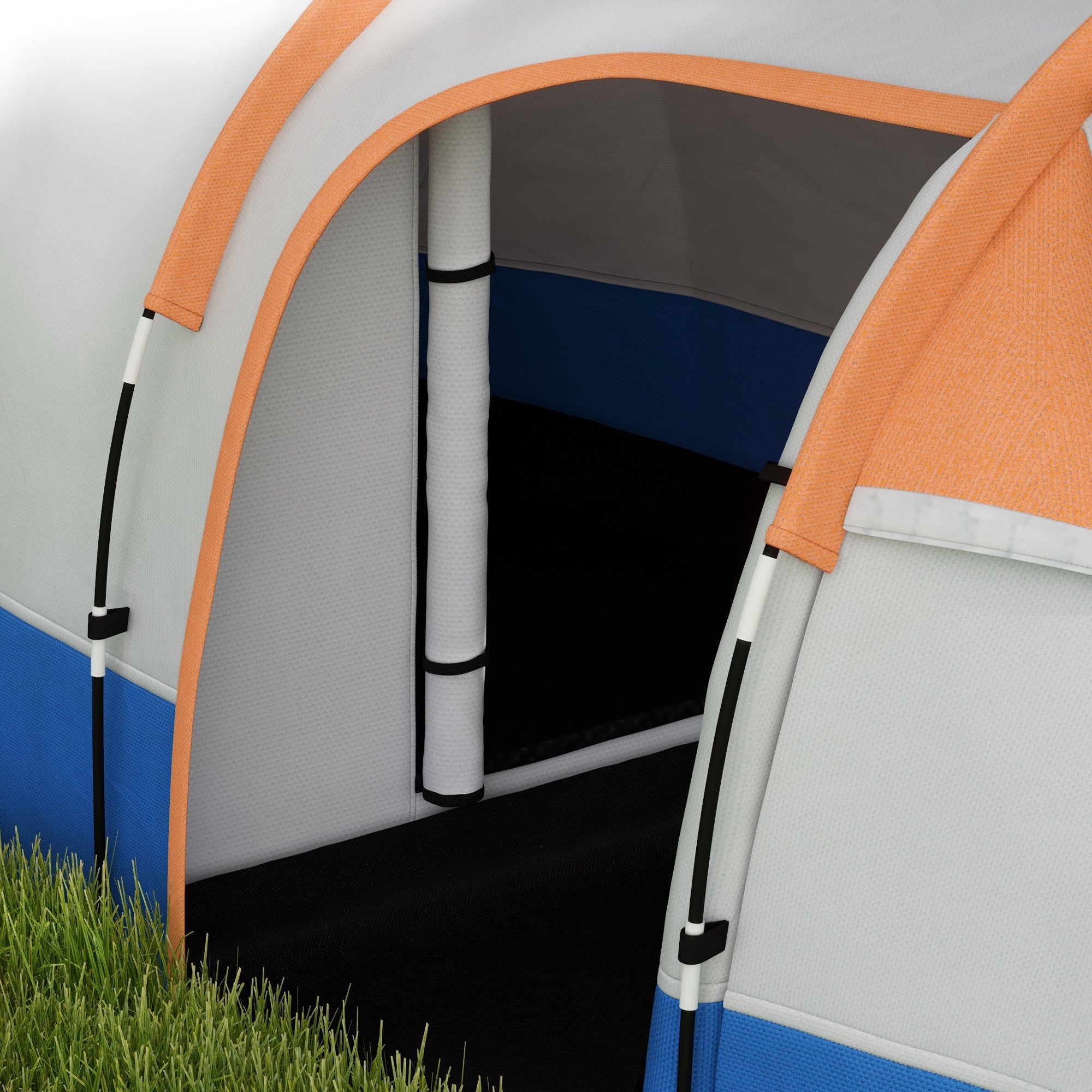 Outsunny Camping Tent, Large Tunnel Tent with Bedroom and Living Area, 2000mm Waterproof, Portable with Bag for 2-3 Man, Orange - North Peak Garden Furniture
