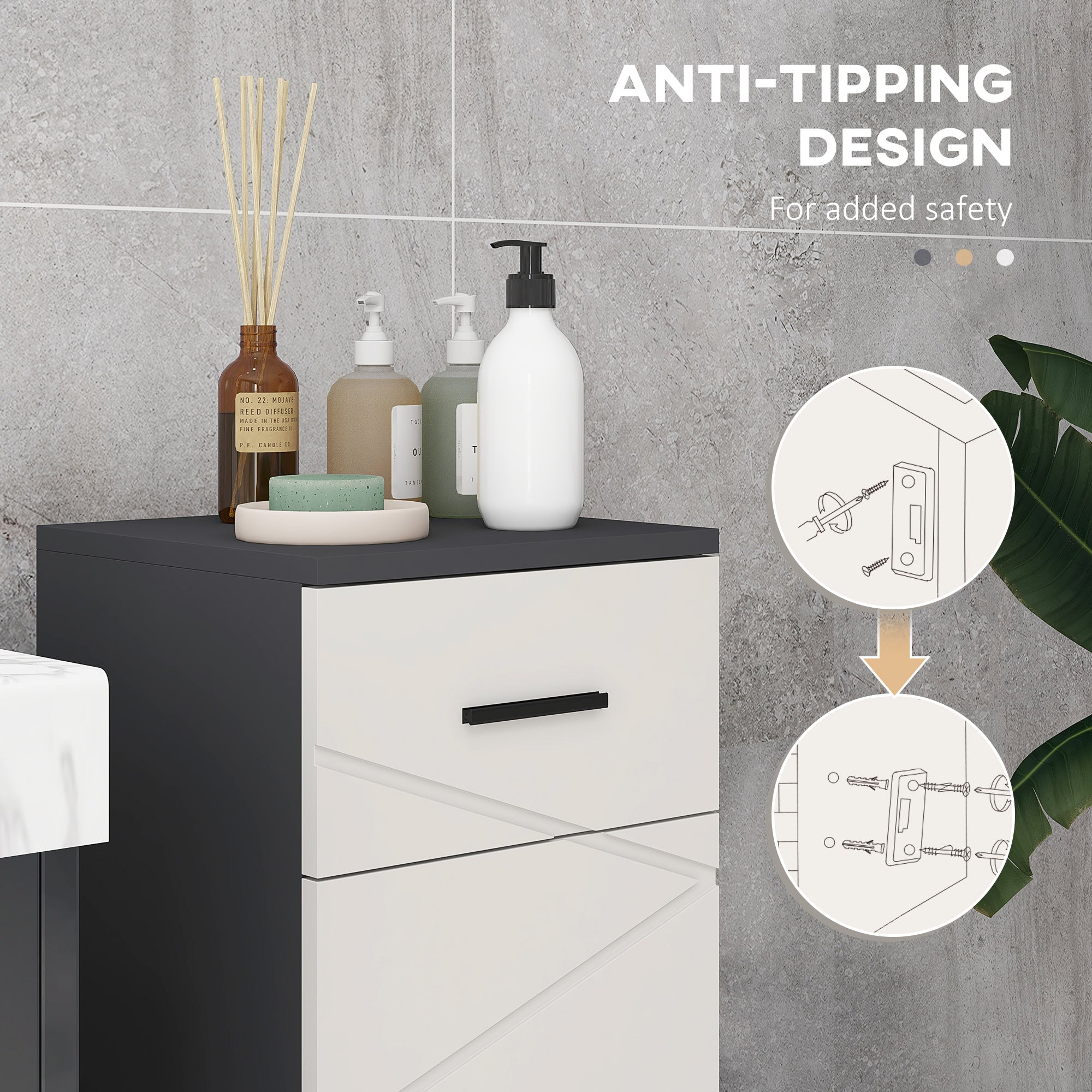 kleankin Slim Bathroom Cabinet, Narrow Bathroom Storage Cabinet with Drawer, Door Cupboard, Adjustable Shelf and Soft Close Mechanism, Grey - North Peak Garden Furniture