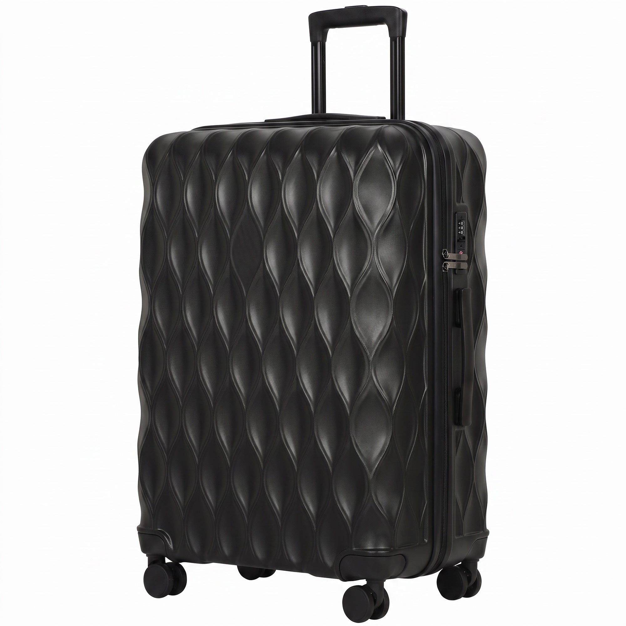 HOMCOM 77cm 98L Suitcase, Lightweight ABS Hard Shell Carry On Luggage with TSA Lock, Spinner Wheels, Telescopic Handle, Black