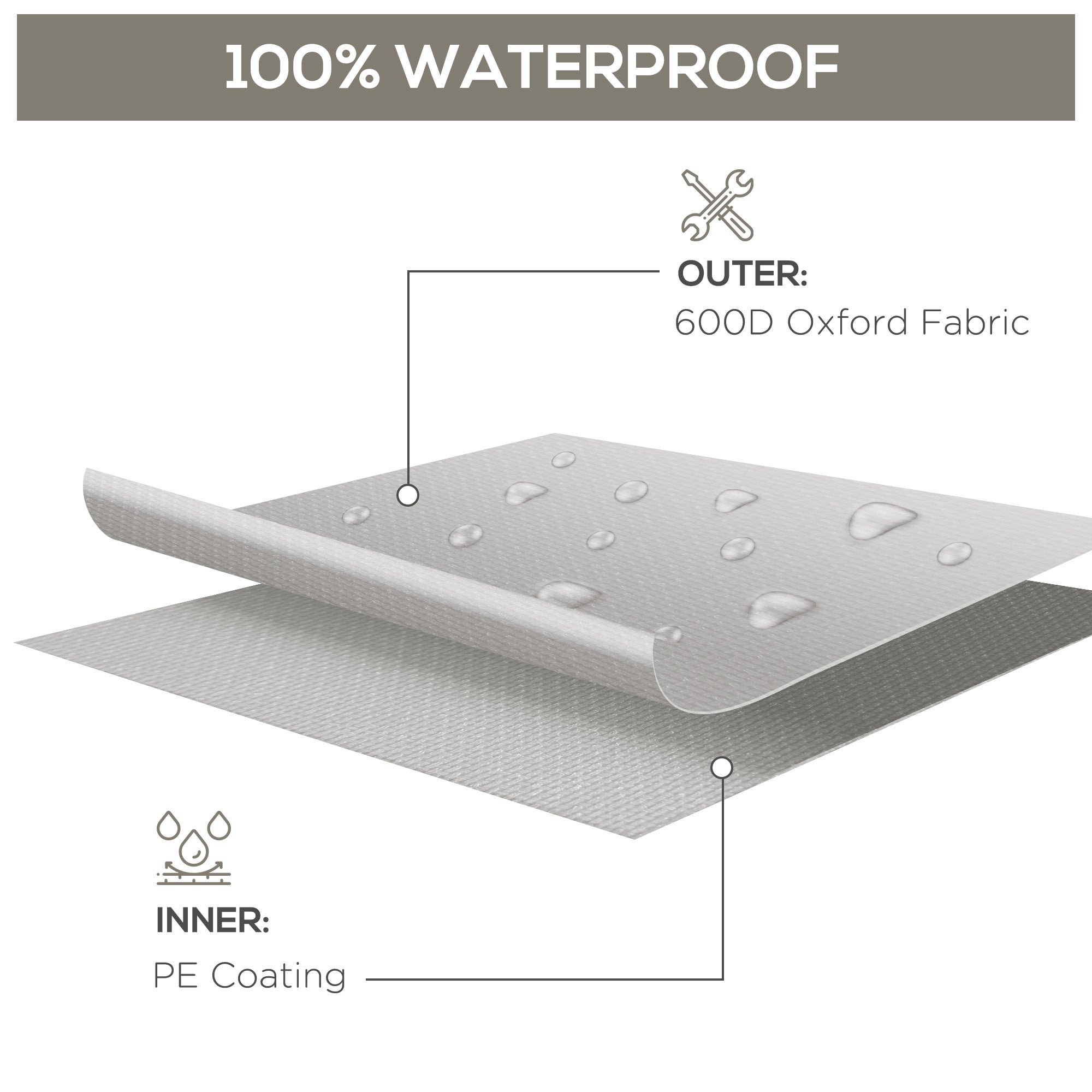 Outsunny 600D Oxford Patio Set Cover Outdoor Garden Rattan Furniture Protection Cover Protector Waterproof Anti-UV, Grey, 210 x 140 x 80cm - North Peak Garden Furniture