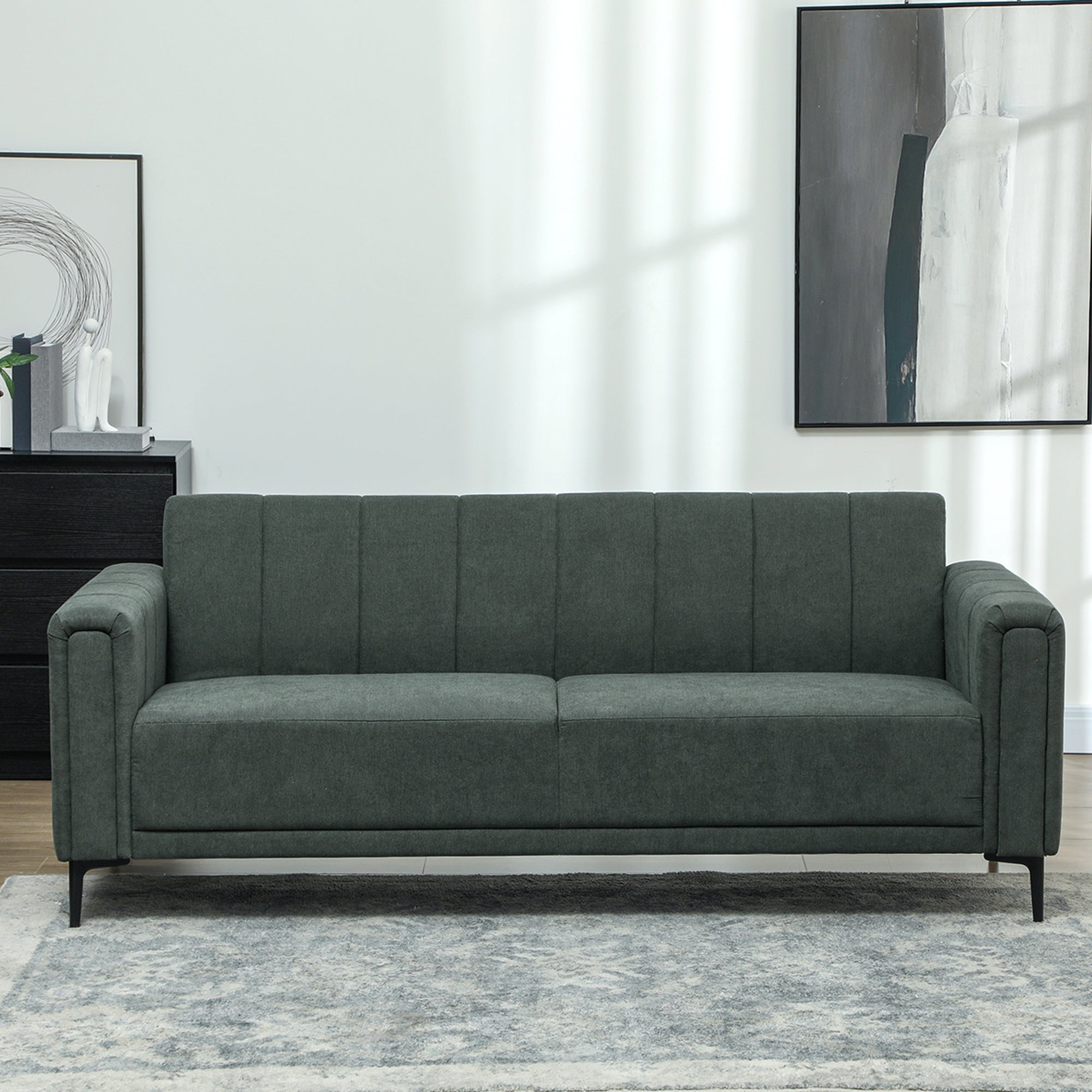 HOMCOM Three-Seater Relaxed Modern Sofa - Grey - North Peak Garden Furniture