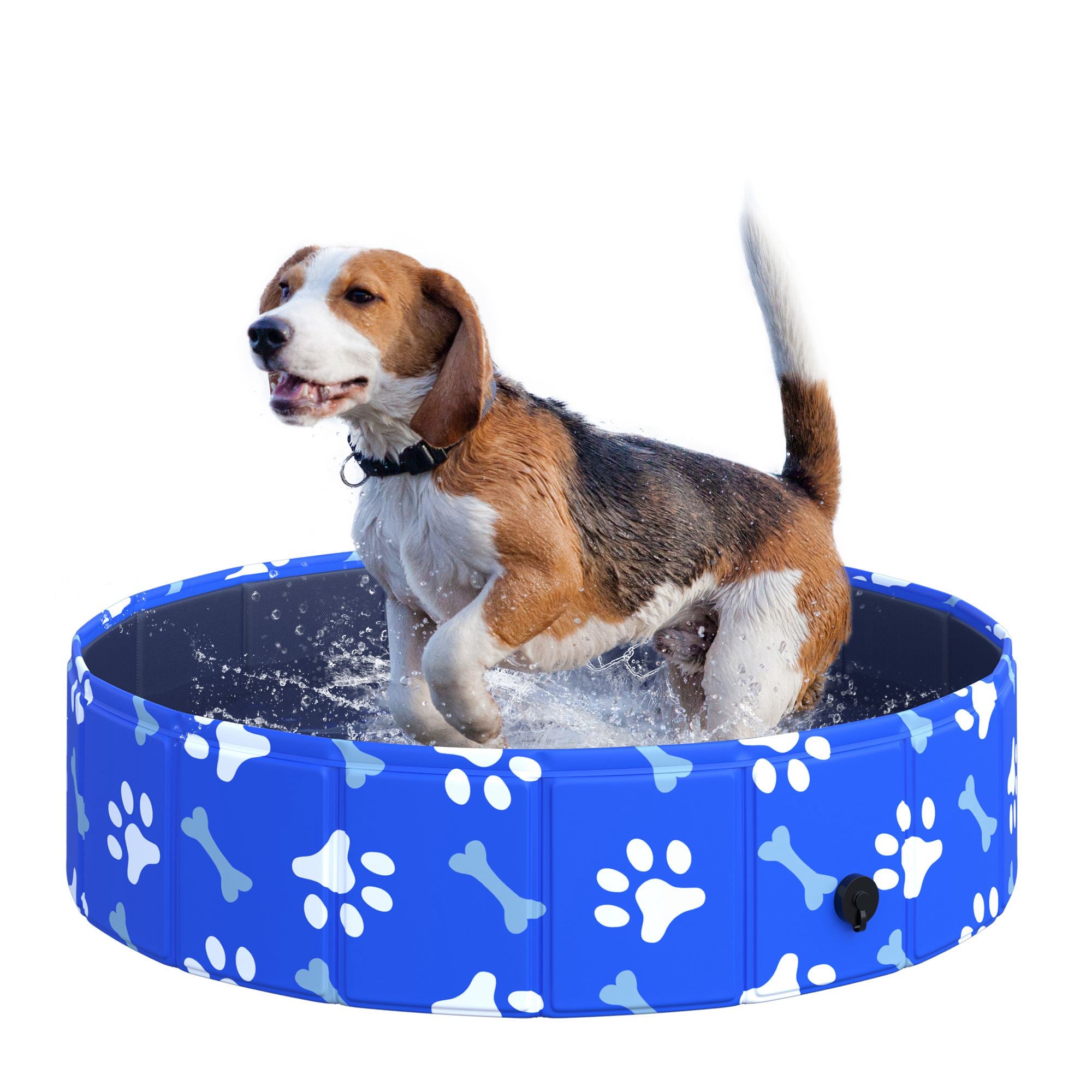 PawHut Foldable Dog Paddling Pool Pet Cat Swimming Pool Indoor/Outdoor Collapsible Bathing Tub Shower Tub Puppy Φ80 × 20H cm S Sized