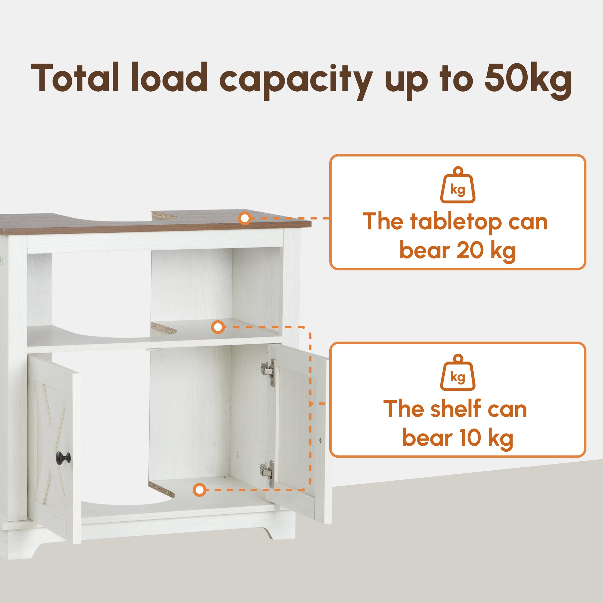 kleankin Under Sink Cabinet Bathroom Vanity Unit with Double Doors and Storage Shelves, 60 x 30 x 60cm, White - North Peak Garden Furniture